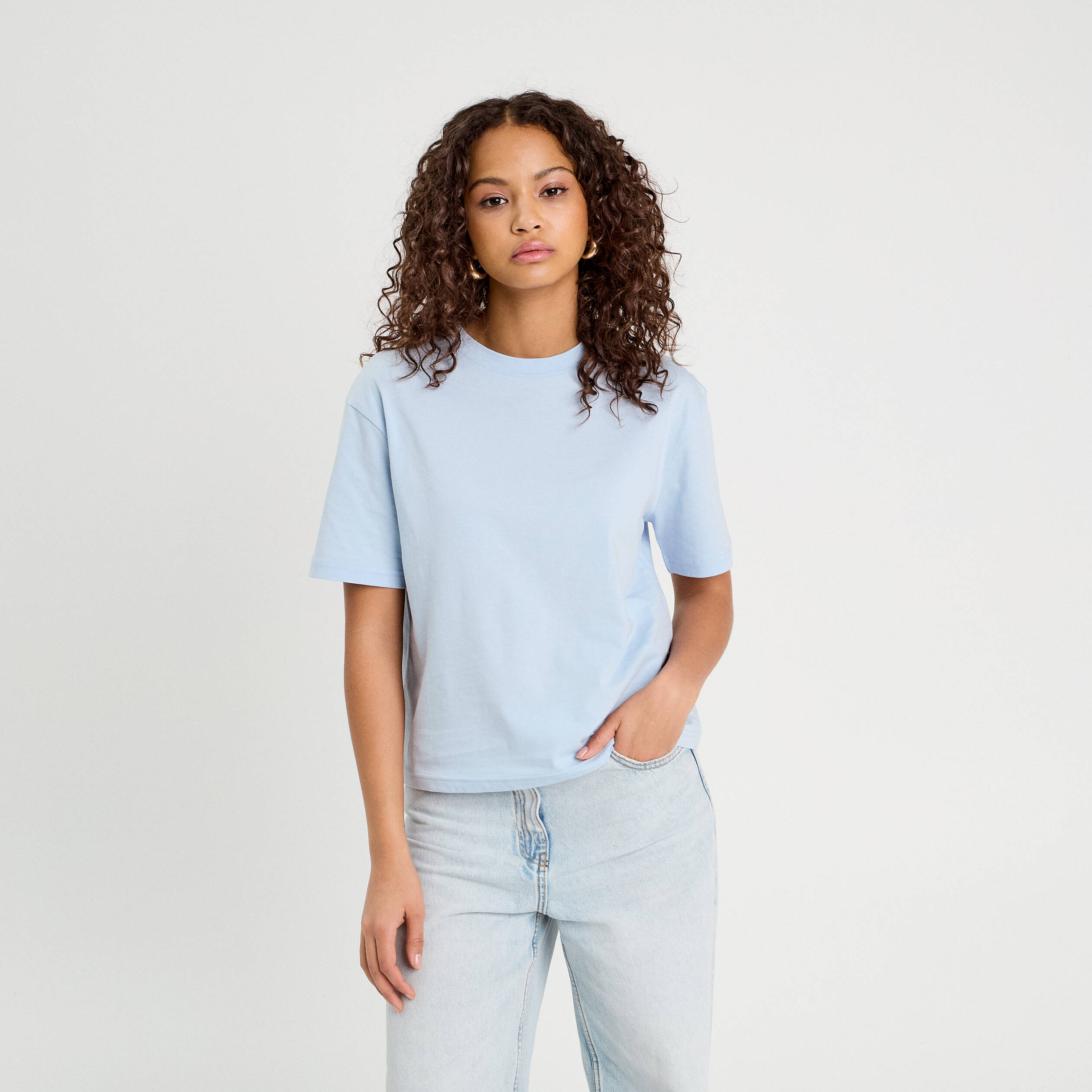 T-shirt manches courtes bleu ciel femme