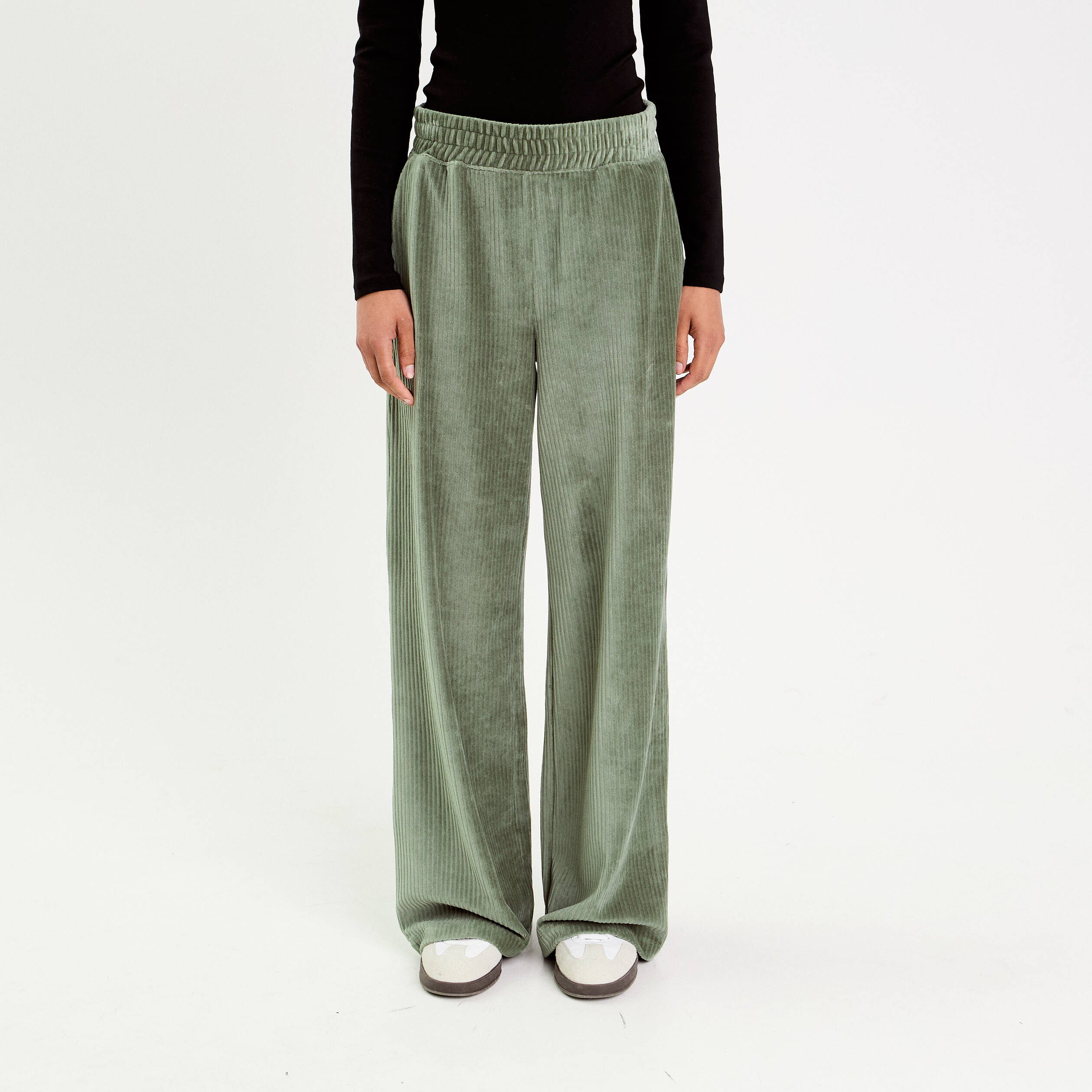 Pantalon large style jogging vert kaki femme Vibs