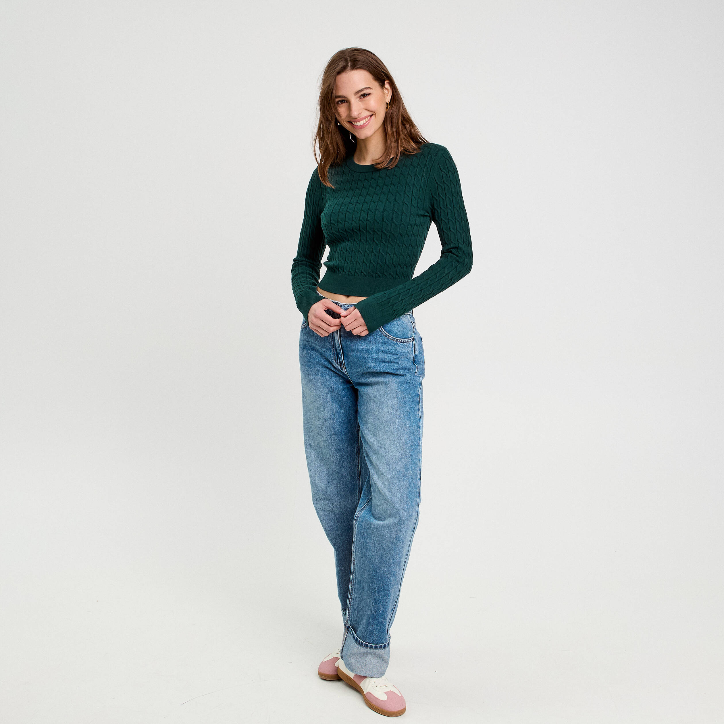pull torsades vert fonce femme Pull torsades vert foncé femme