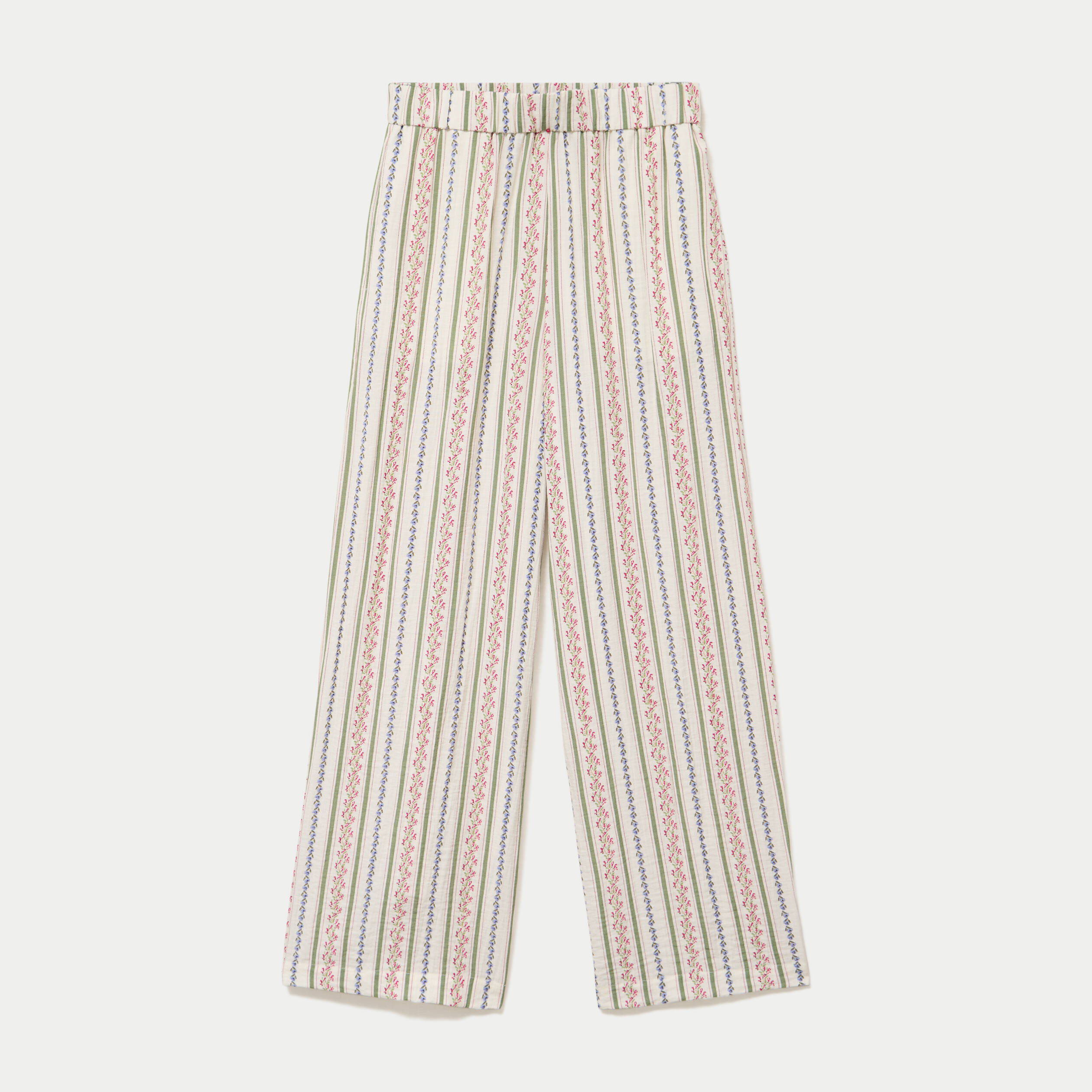 Pantalon large taille &eacute;lastiqu&eacute;e beige femme