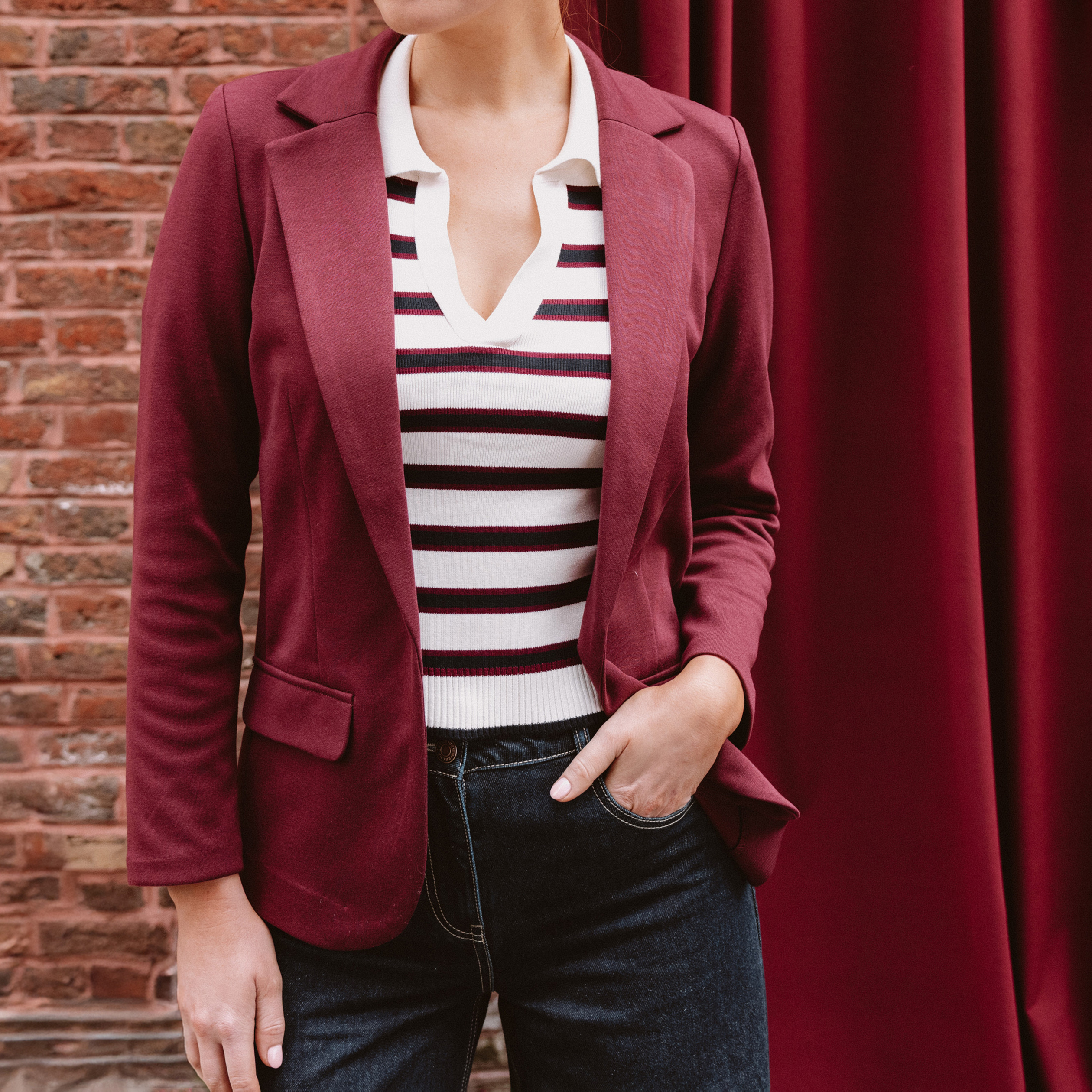 veste blazer cintree bordeaux femme Veste blazer cintrée bordeaux femme