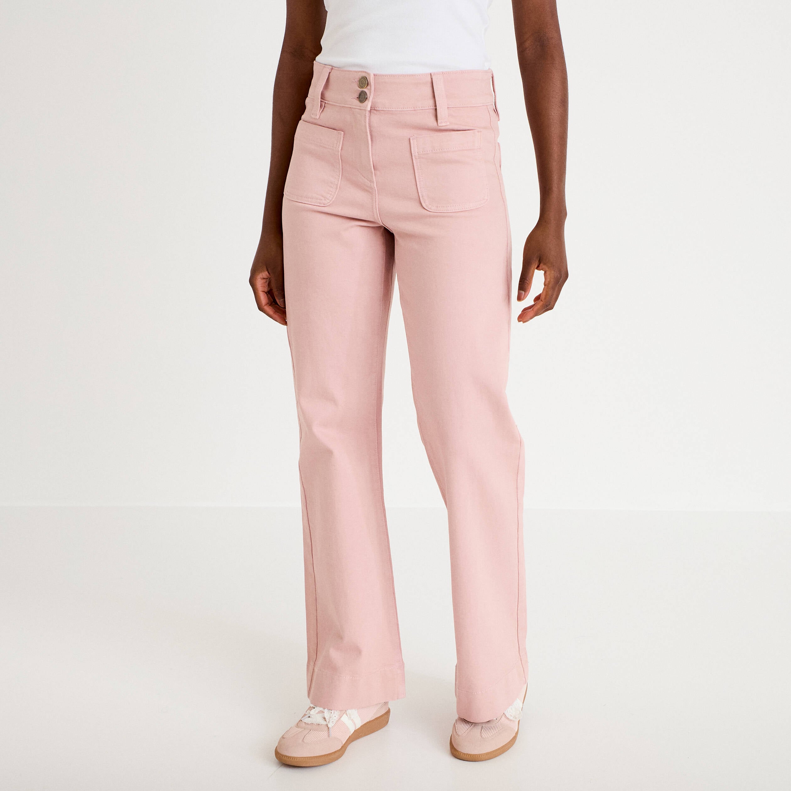 Jean bootcut taille haute rose clair femme