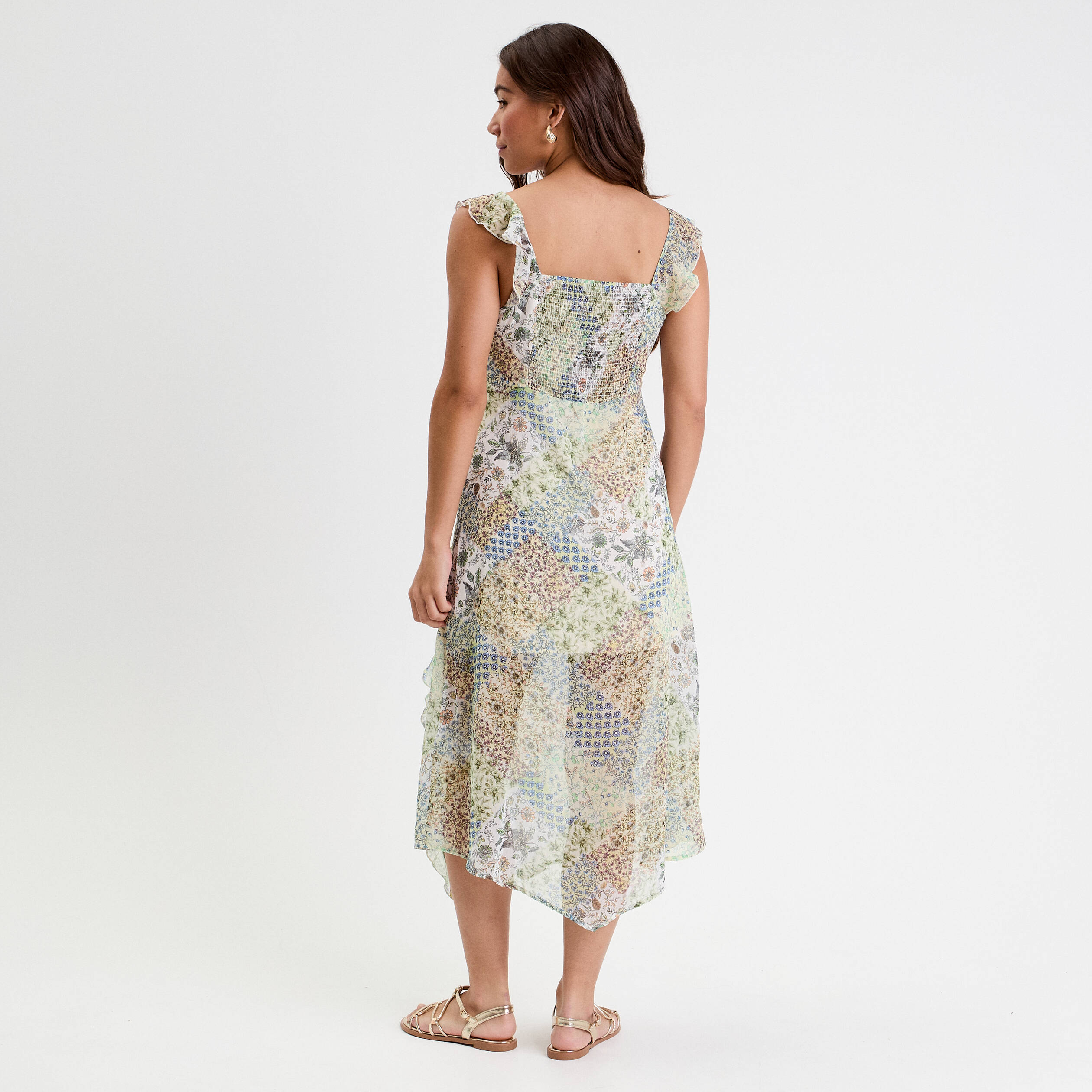 robe longue evasee volants blanc femme Robe longue évasée volants blanc femme