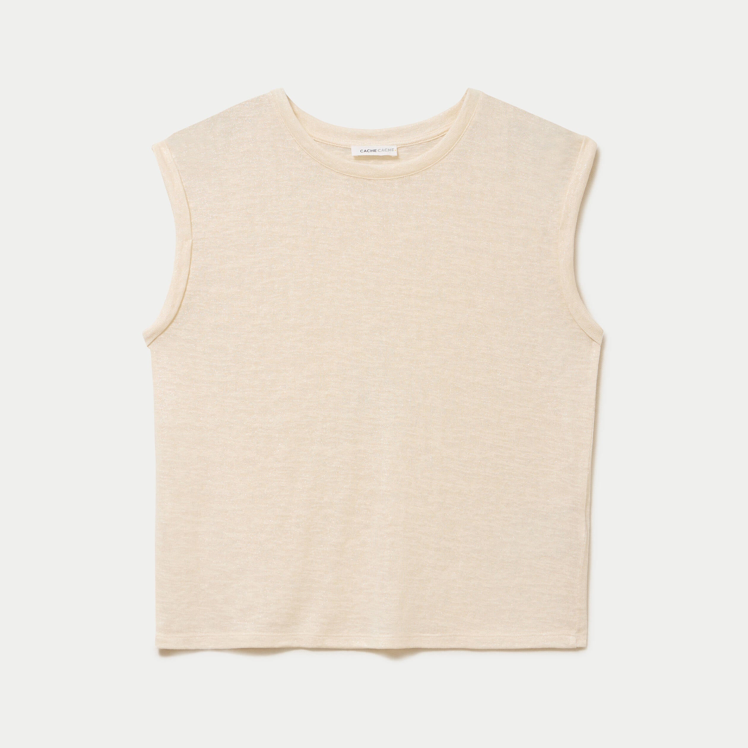 D&eacute;bardeur col rond couleur or femme