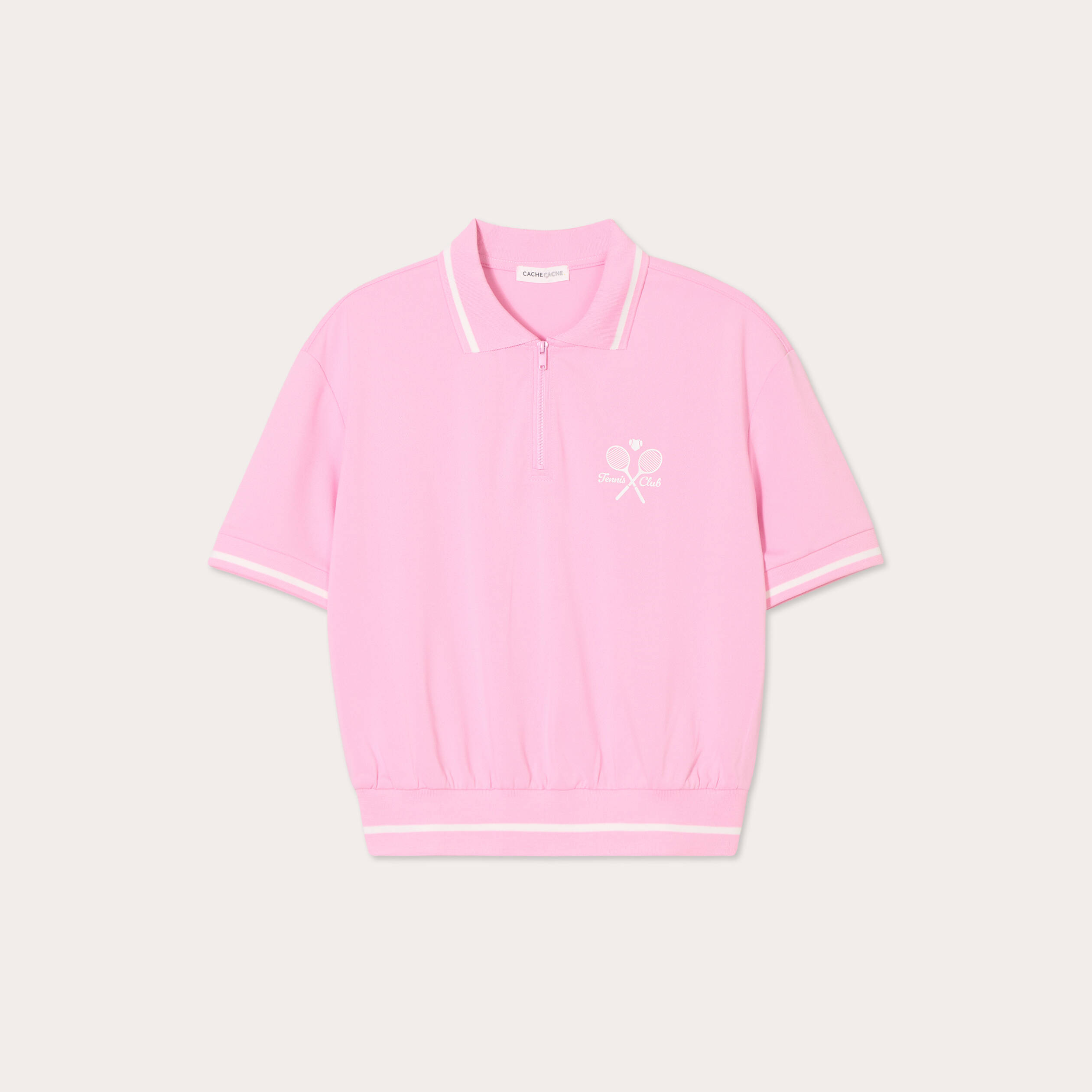 Polo manches courtes rose femme