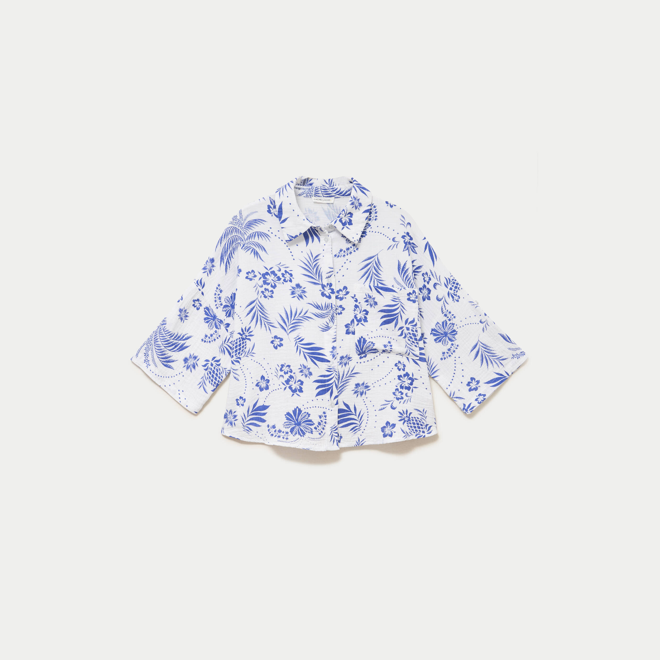 Chemise manches 3/4 blanc femme