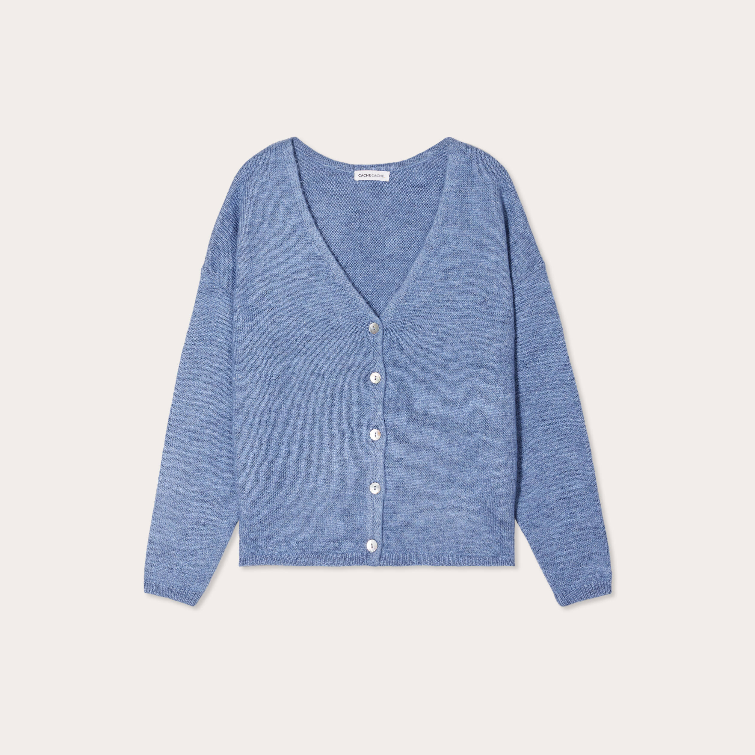 Gilet boutonné avec col en V bleu femme Vibs