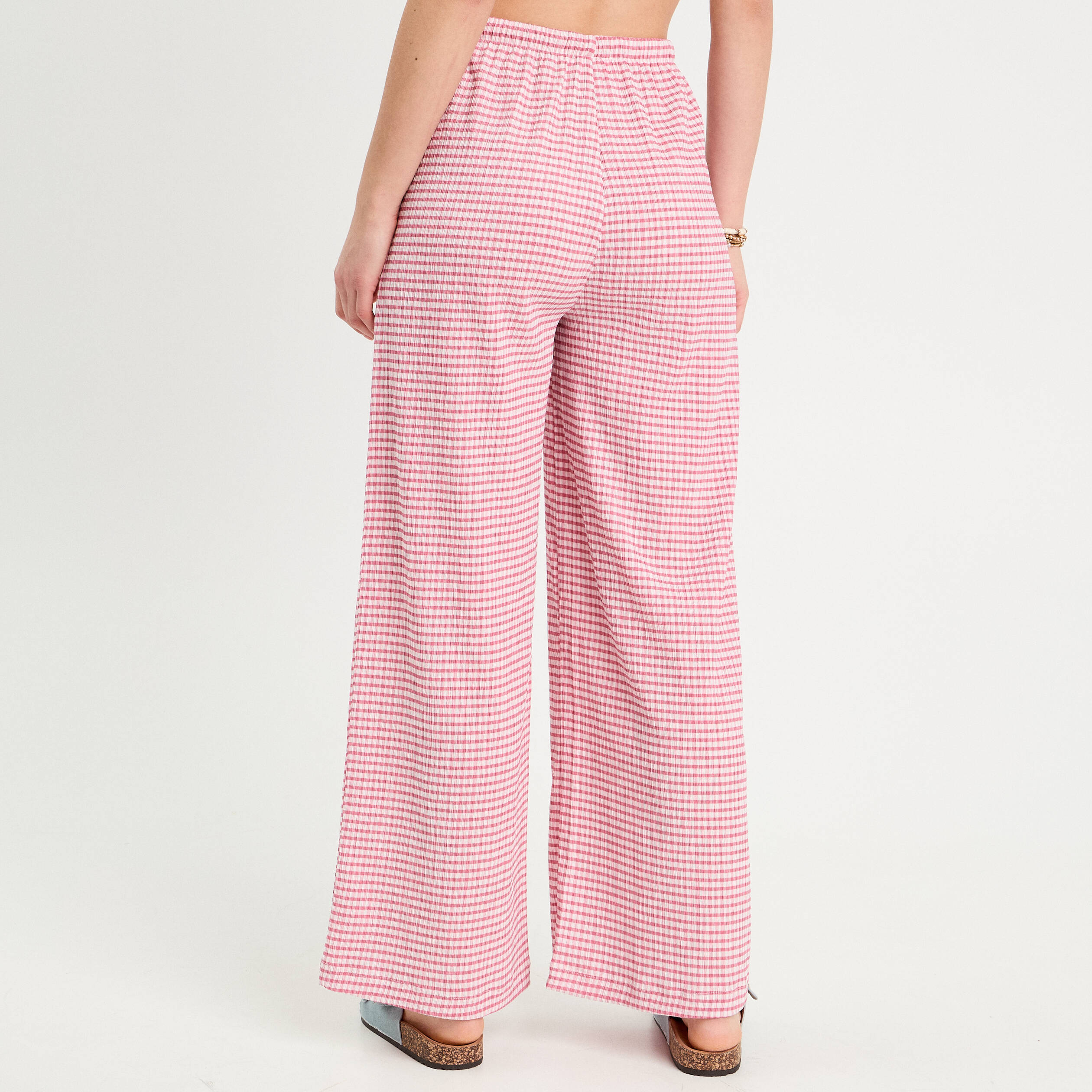 Pantalon large fluide rouge fonc&eacute; femme