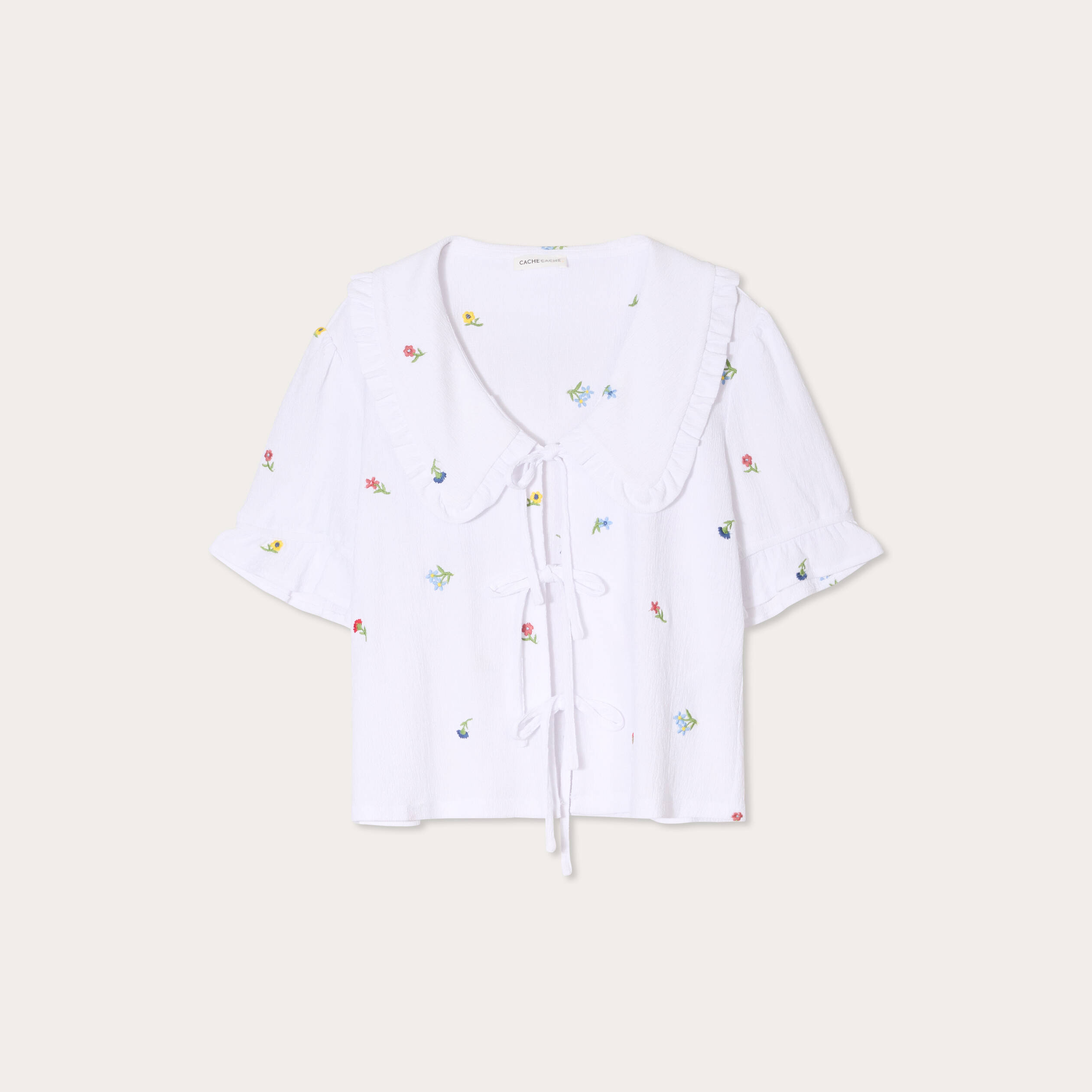Blouse nou&eacute;e blanc femme