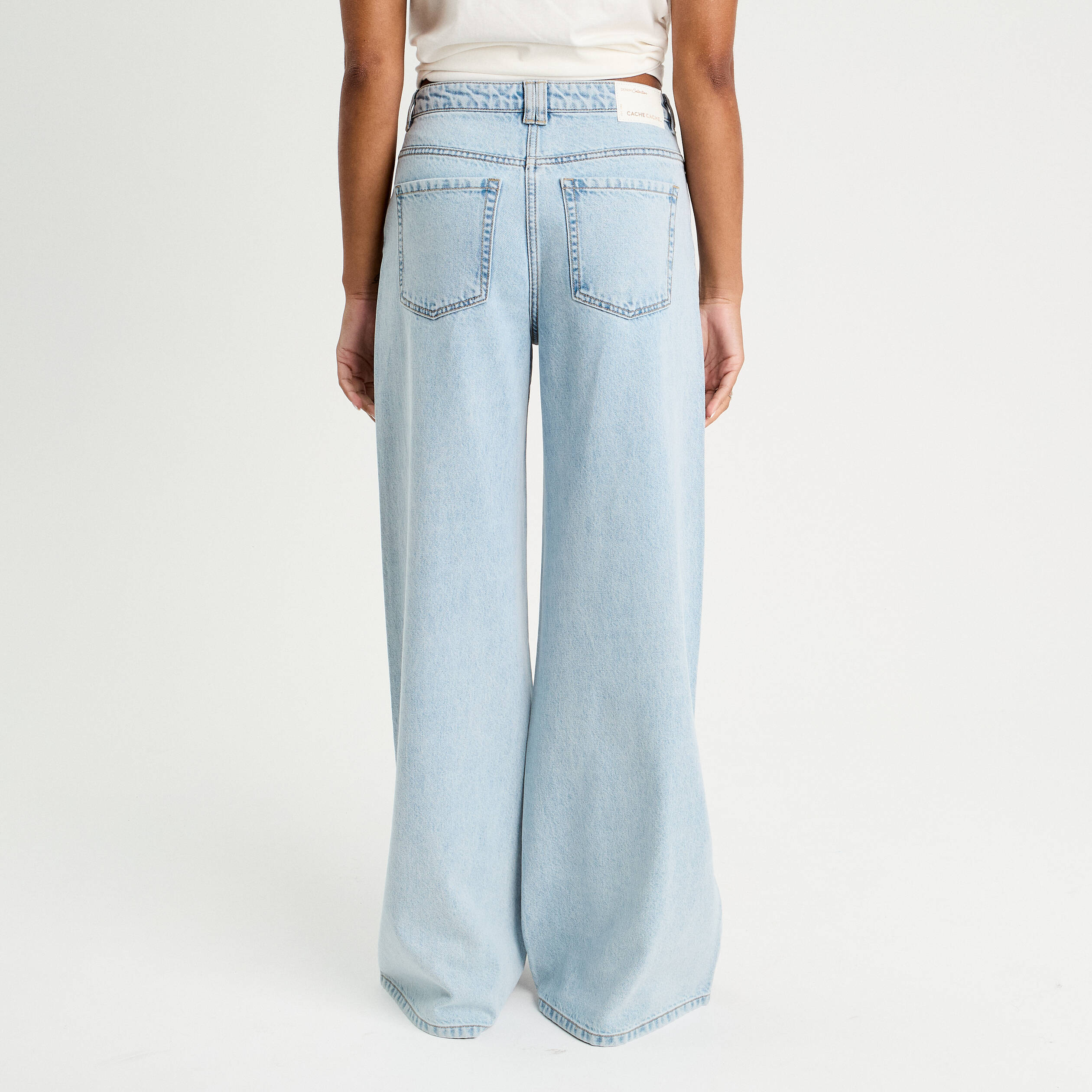 Jeans wide leg ultra large denim bleach femme