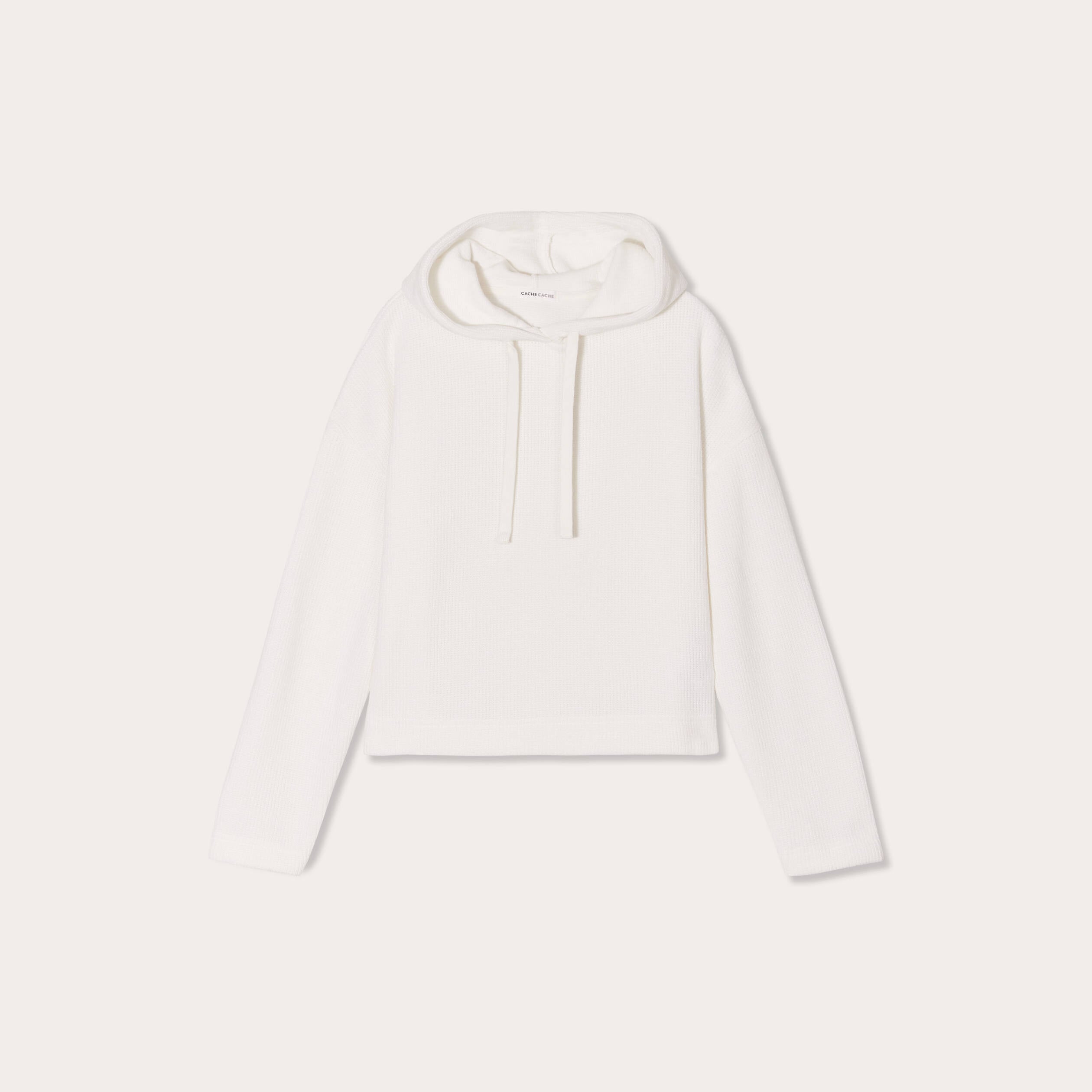 Sweat &agrave; capuche ecru femme