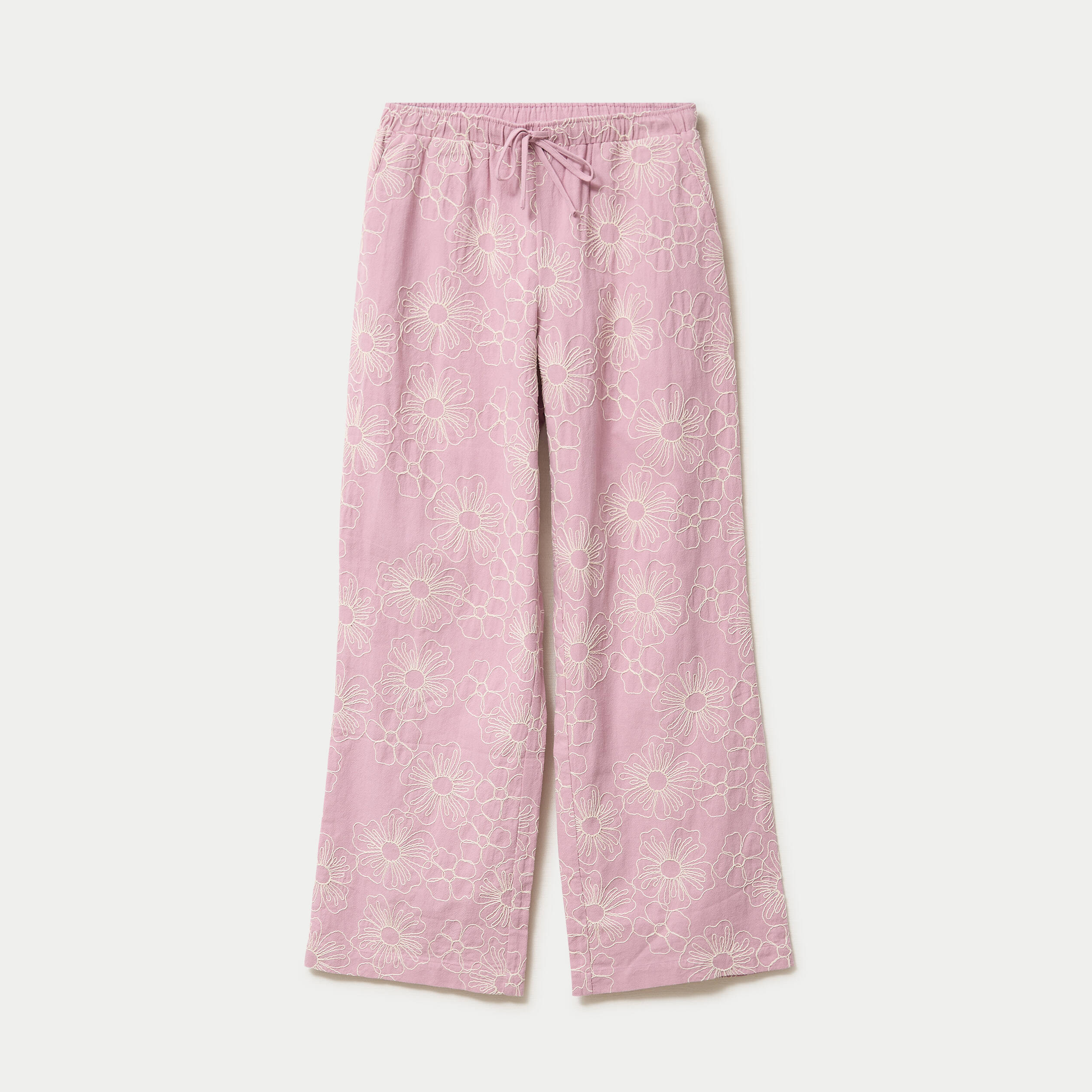 Pantalon large taille standard rose clair femme