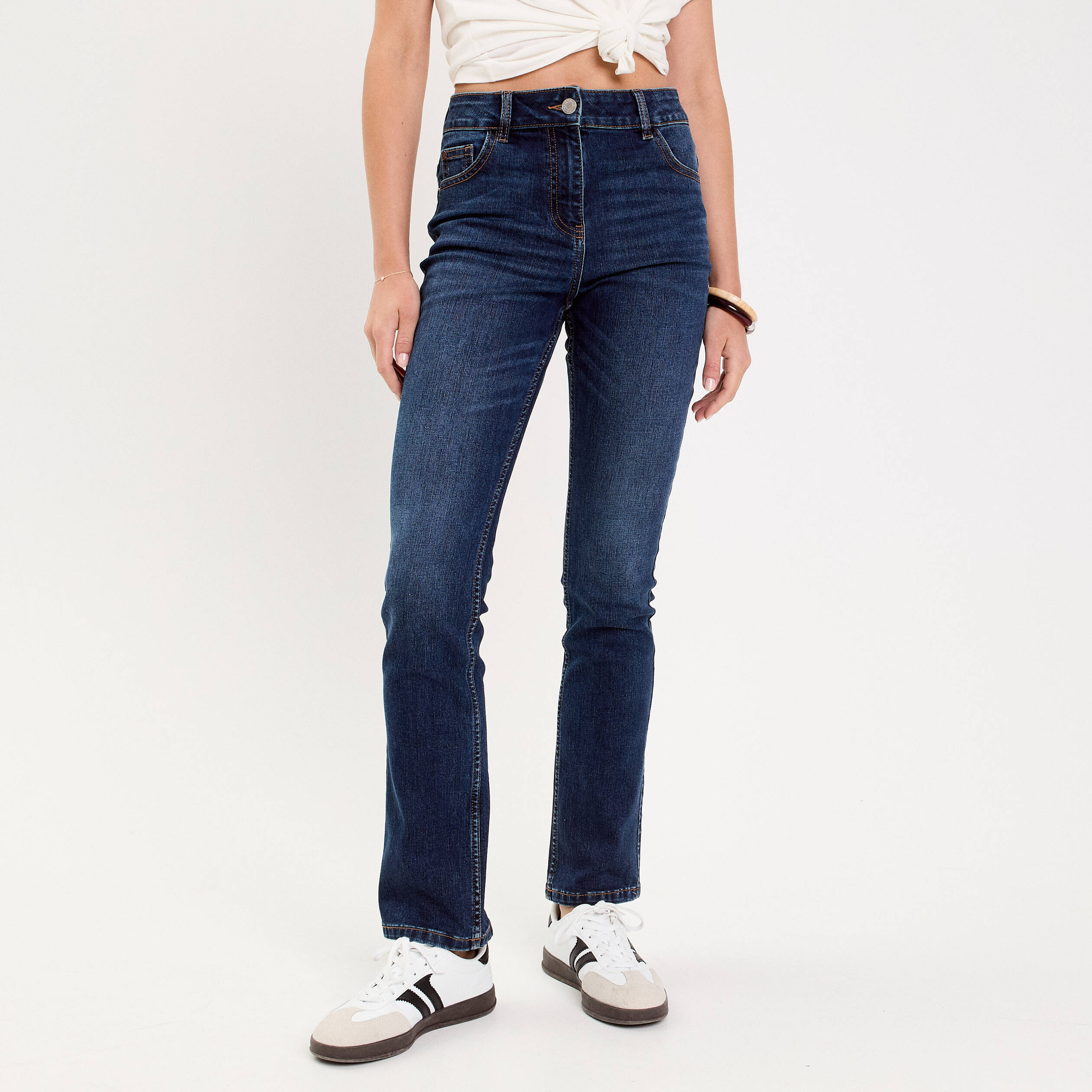 Jean droit regular taille standard denim brut femme