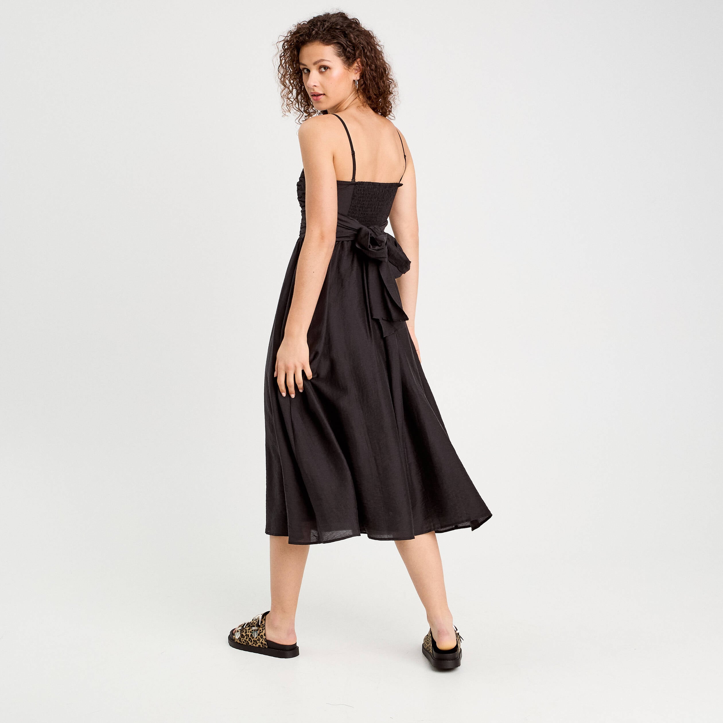 Robe longue patineuse bustier noir femme