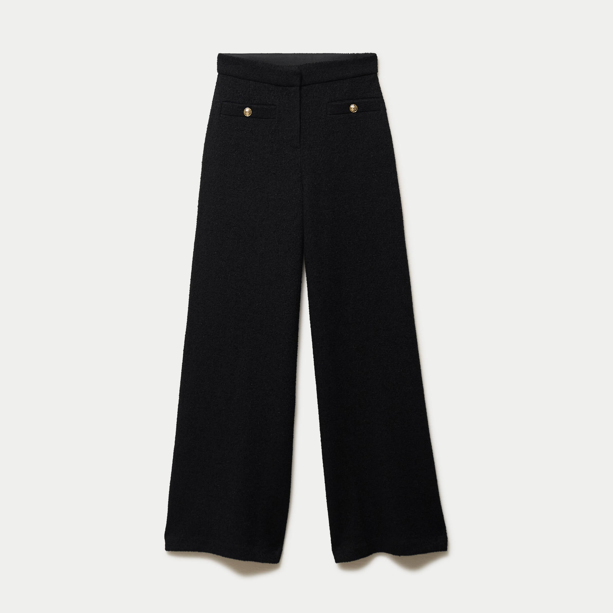 Pantalon bootcut en tweed noir femme