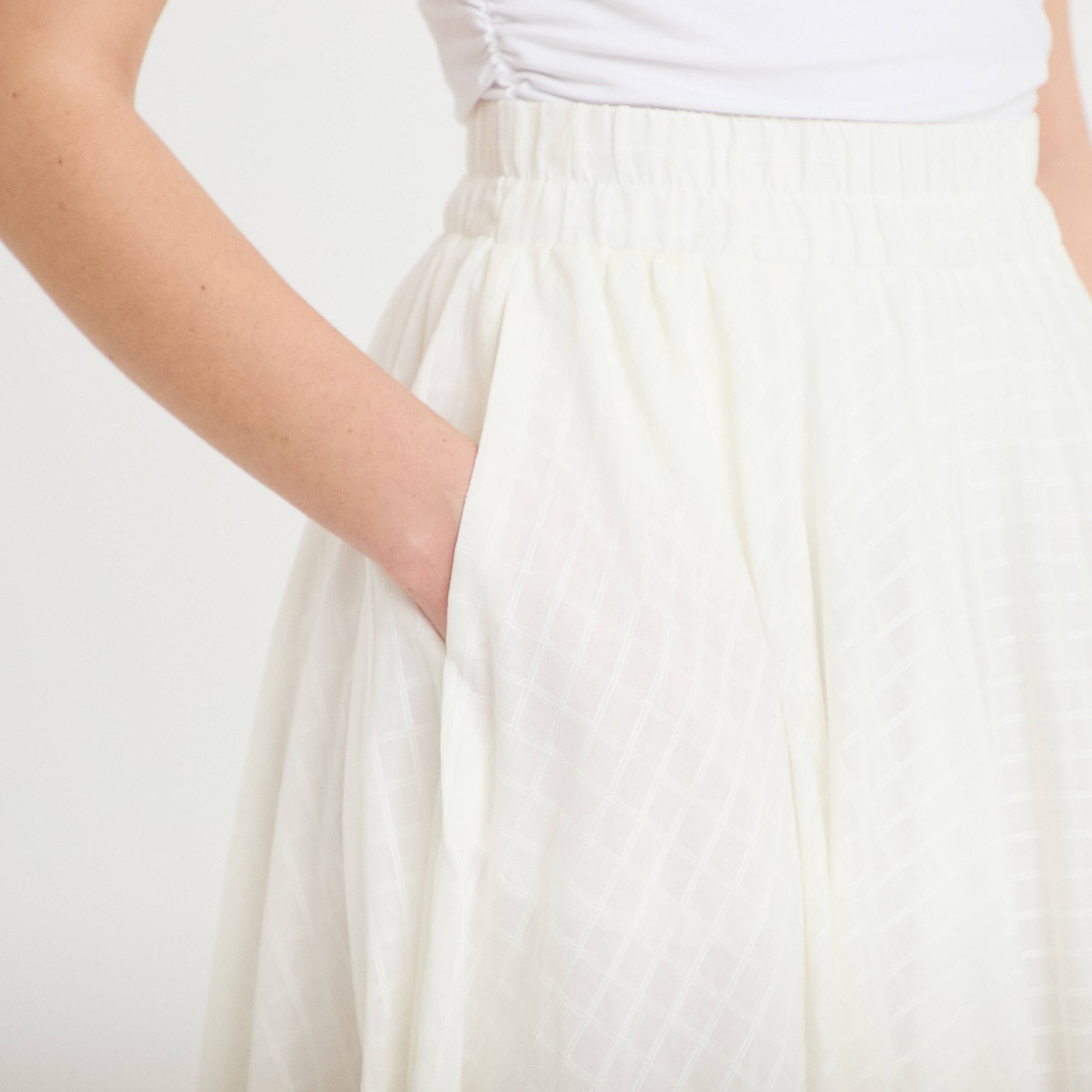Jupe longue &eacute;vas&eacute;e ecru femme