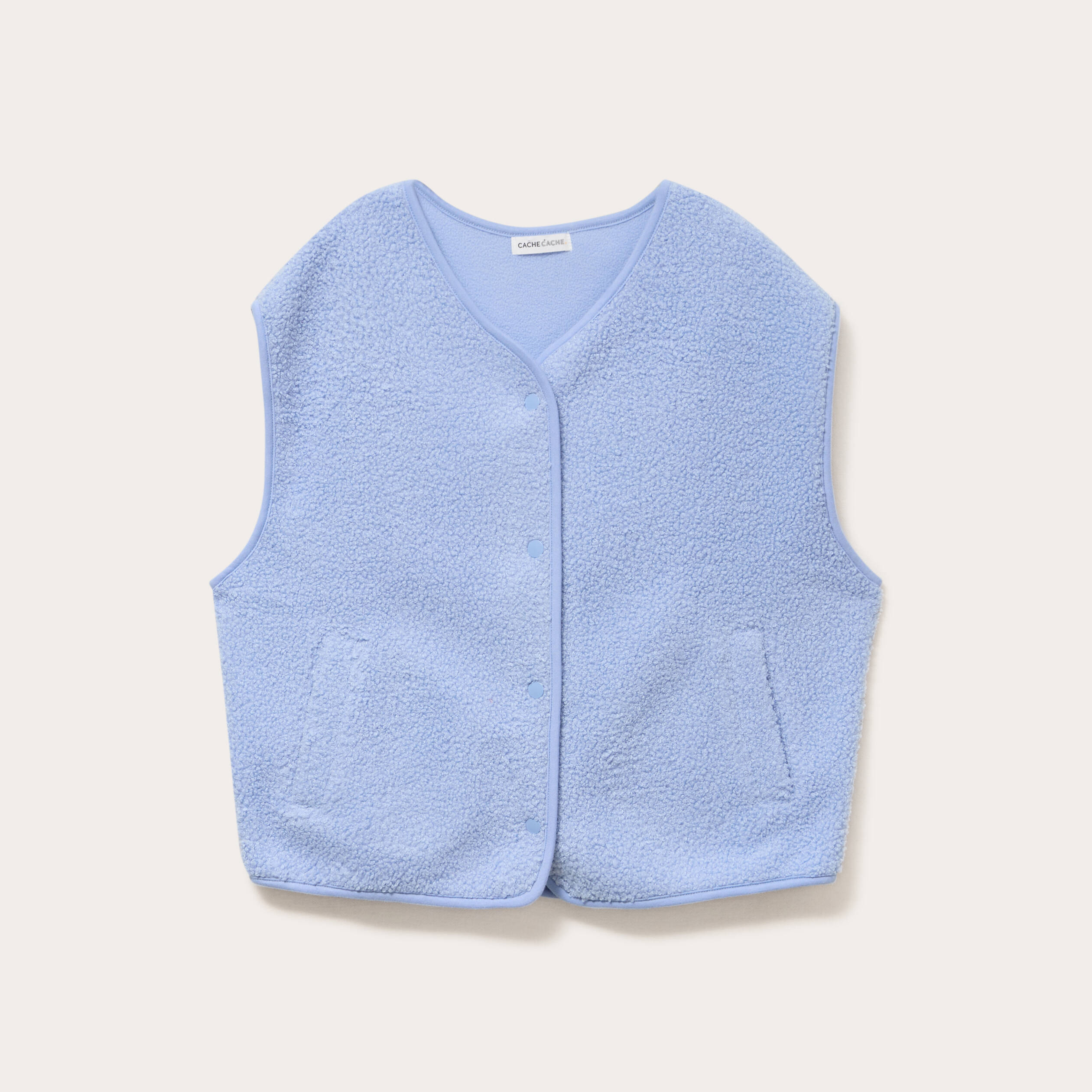 Gilet sans manches effet polaire bleu clair femme