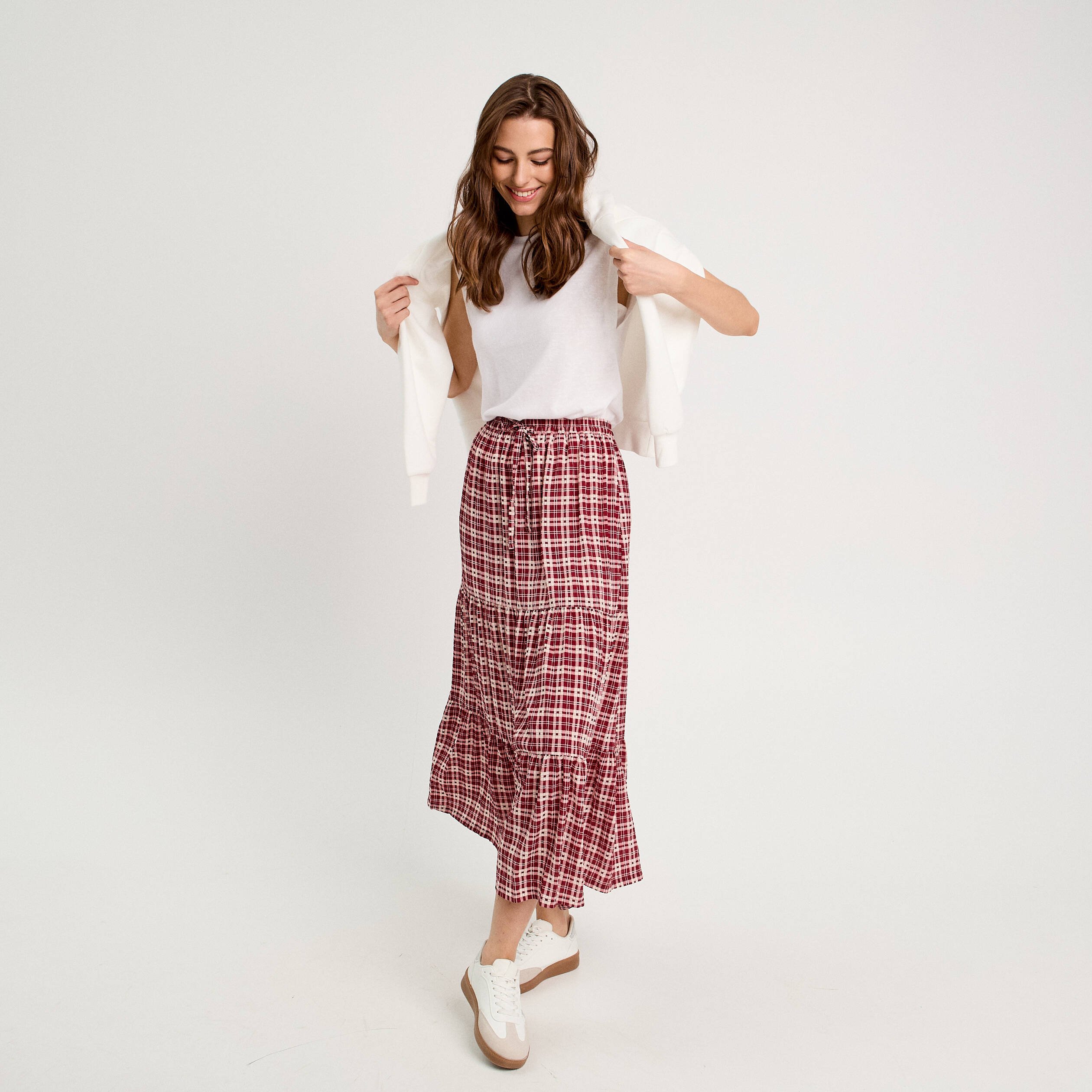 jupe longue trapeze bordeaux femme Jupe longue trapèze bordeaux femme