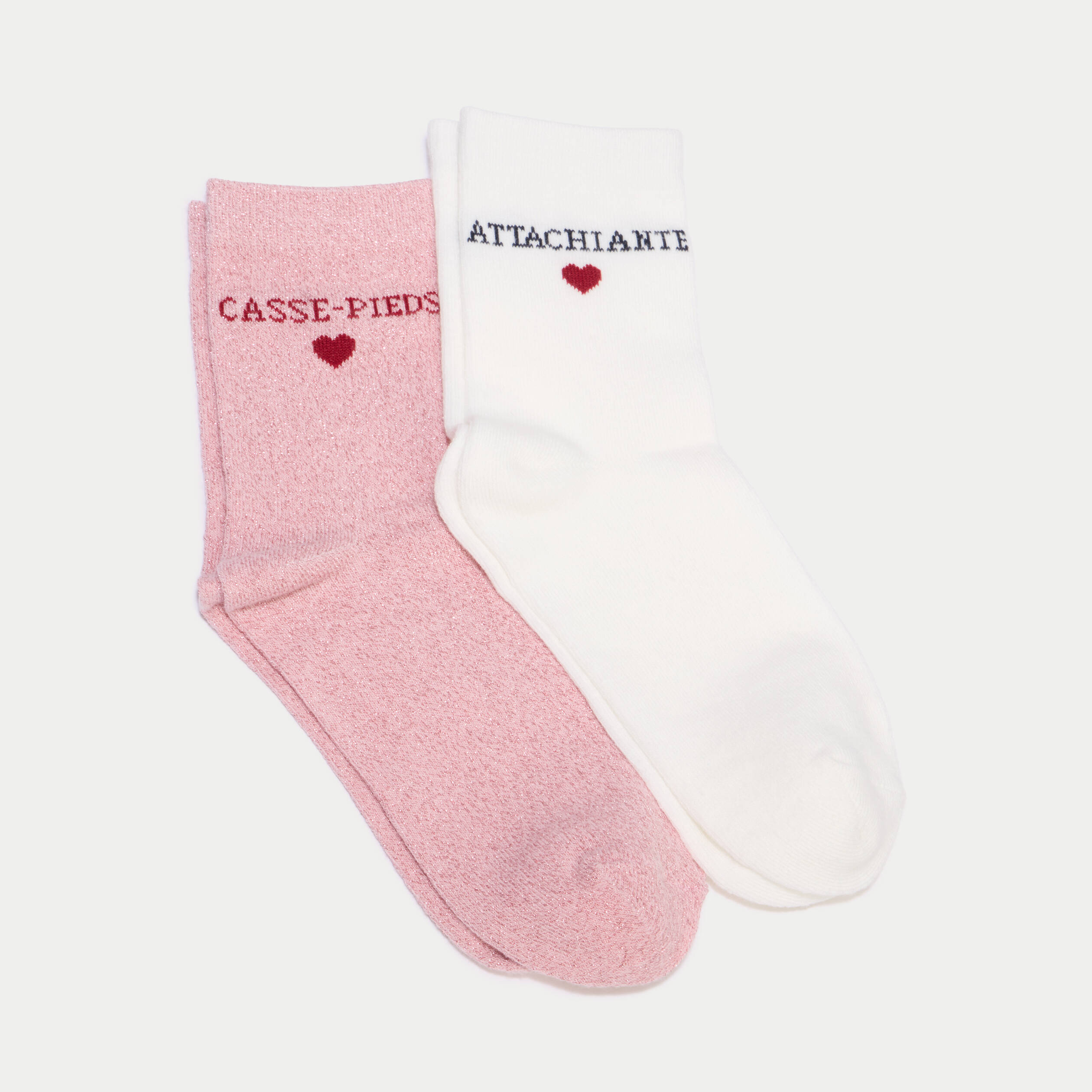 2 paires de chaussettes ecru femme