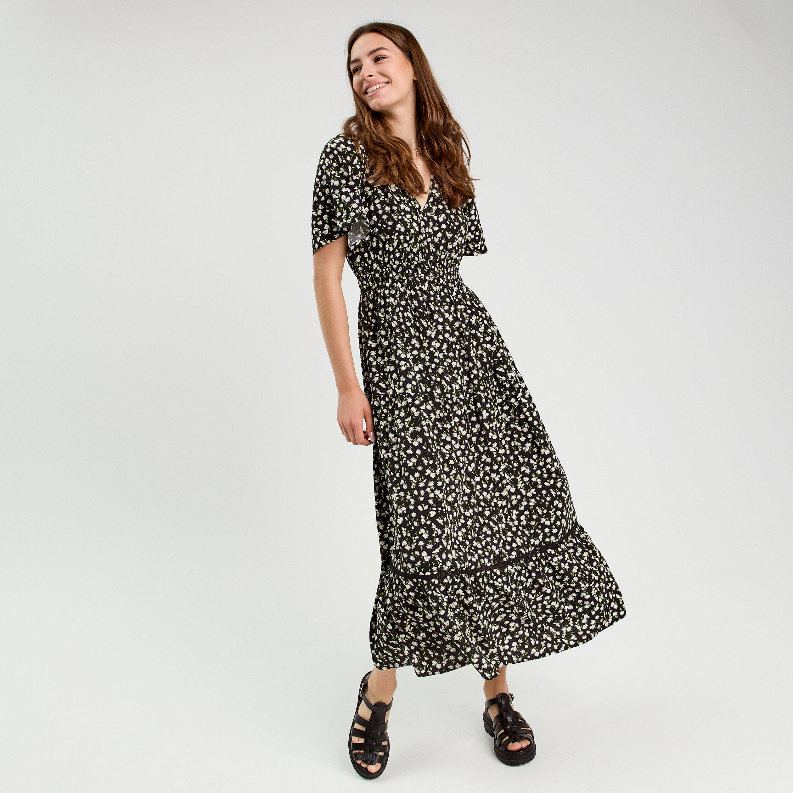 robe longue evasee multicolore femme Robe longue évasée multicolore femme