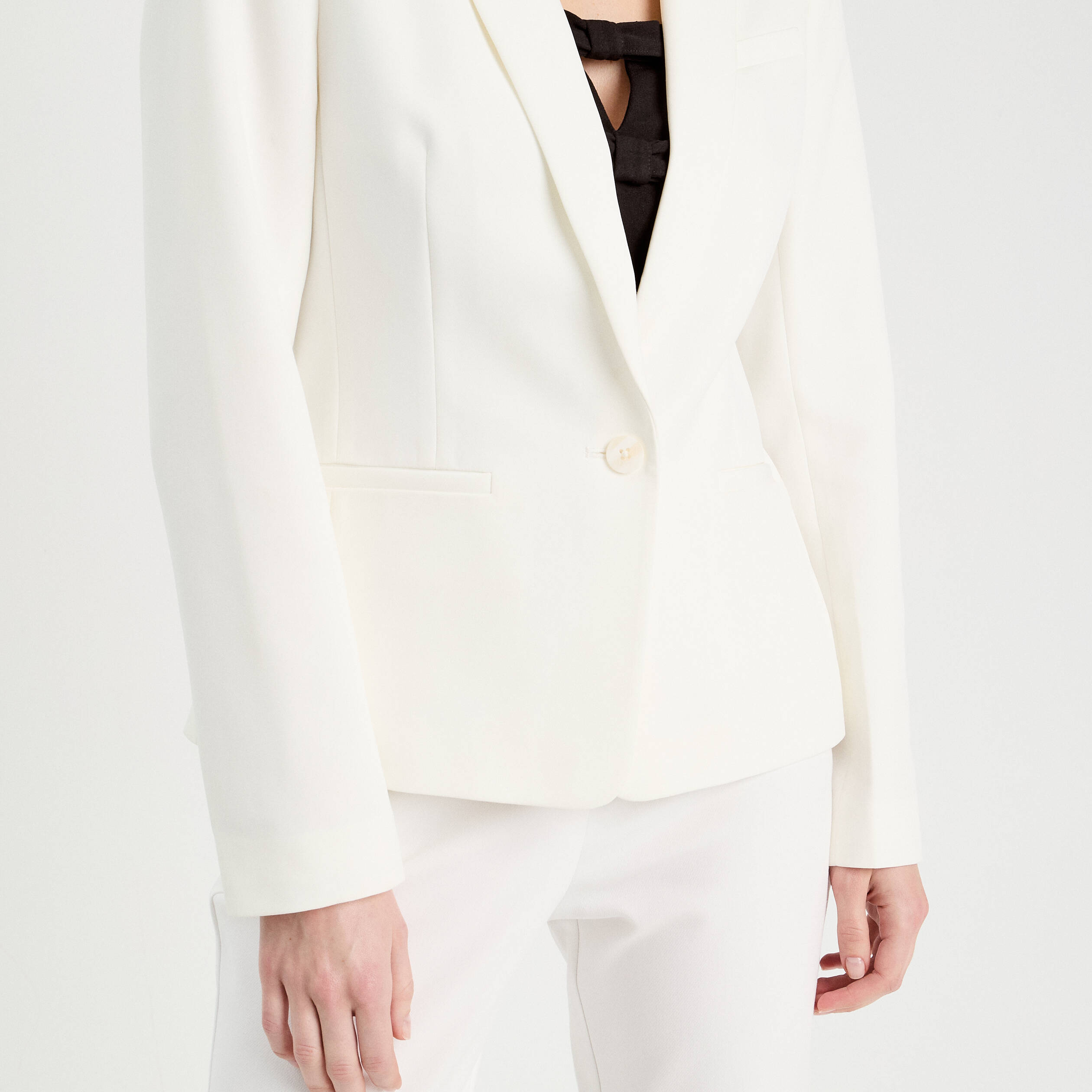 Veste blazer droite ecru femme