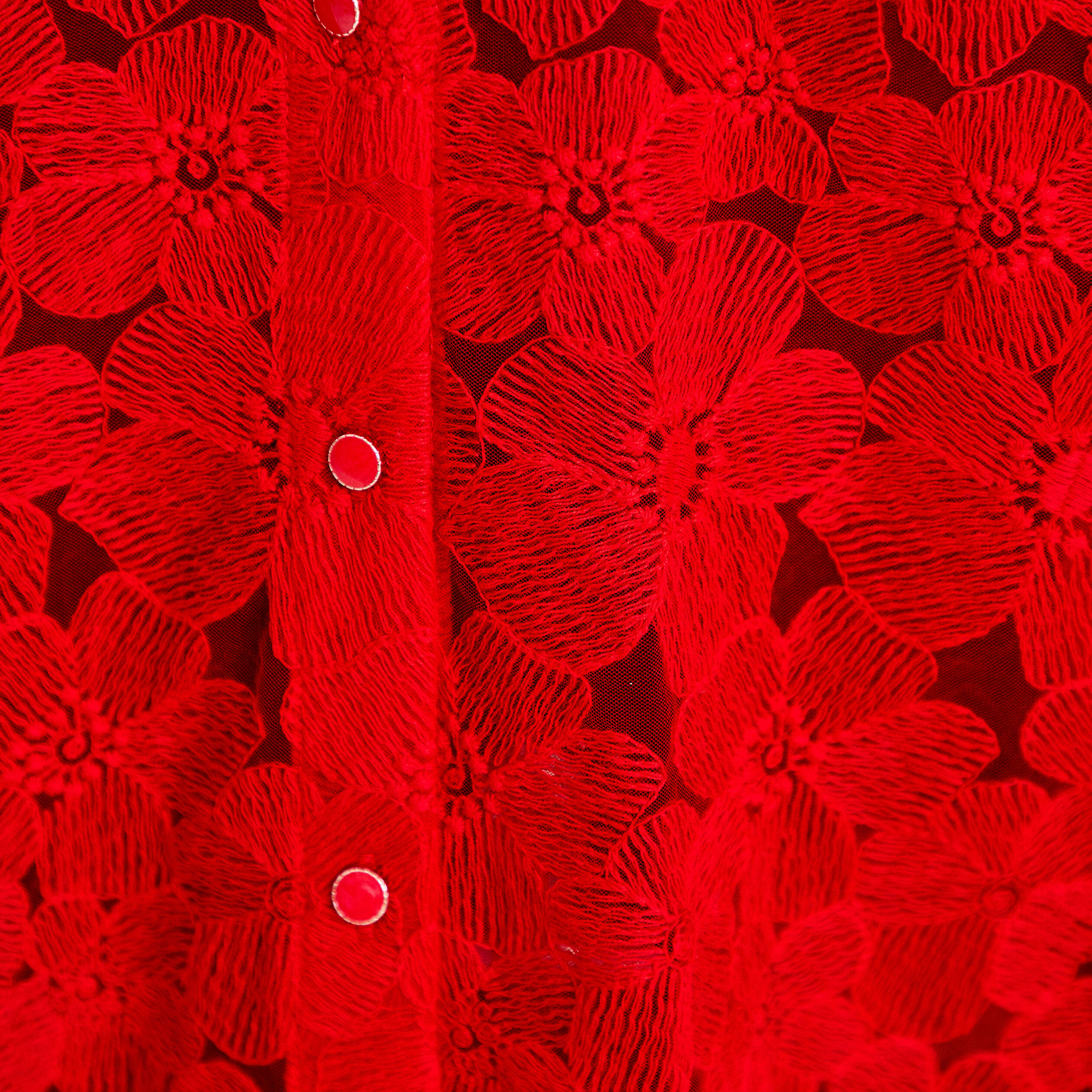 Blouse en dentelle d&eacute;collet&eacute; dos rouge femme