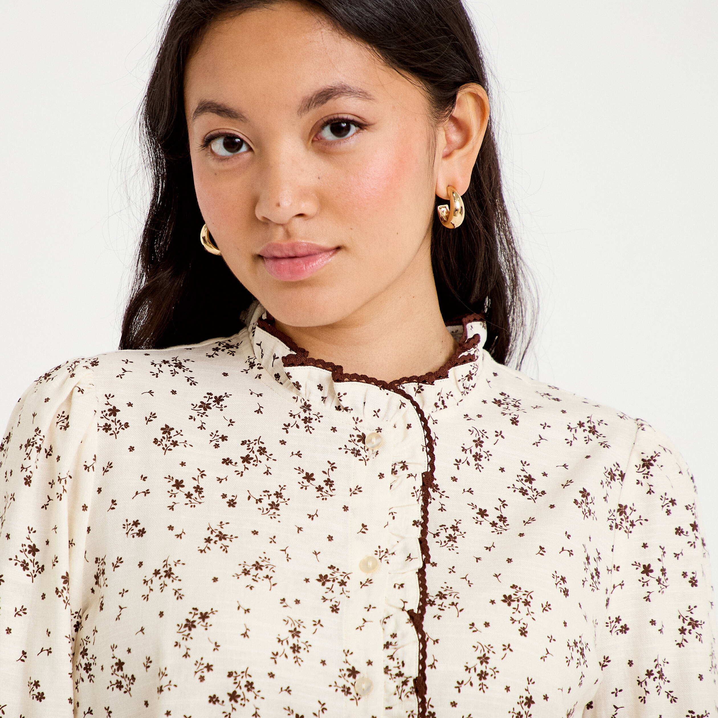 Chemise droite manches longues multicolore femme