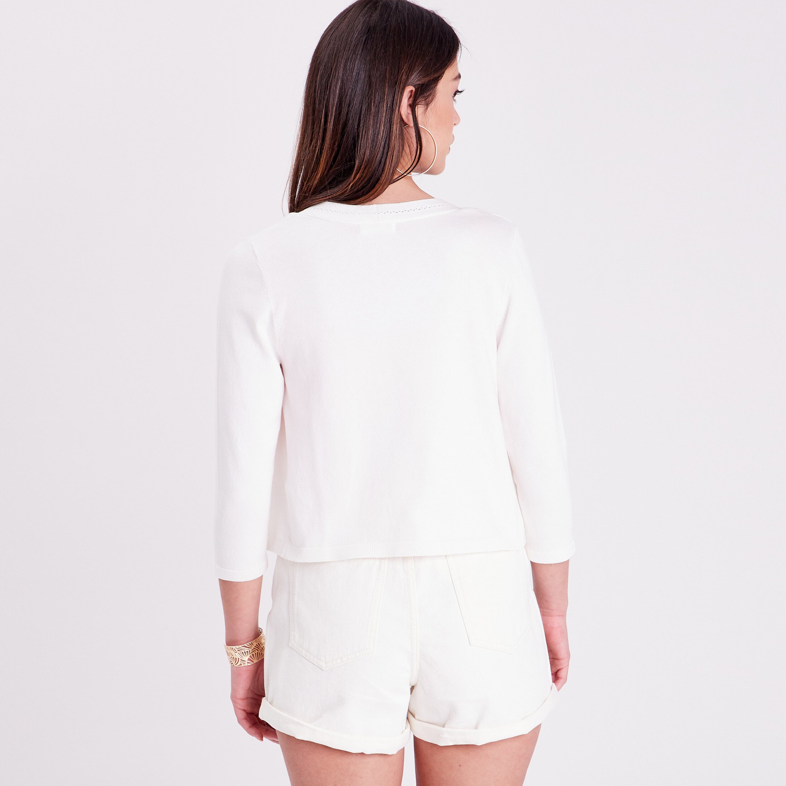 gilet court ouvert blanc femme Gilet court ouvert blanc femme