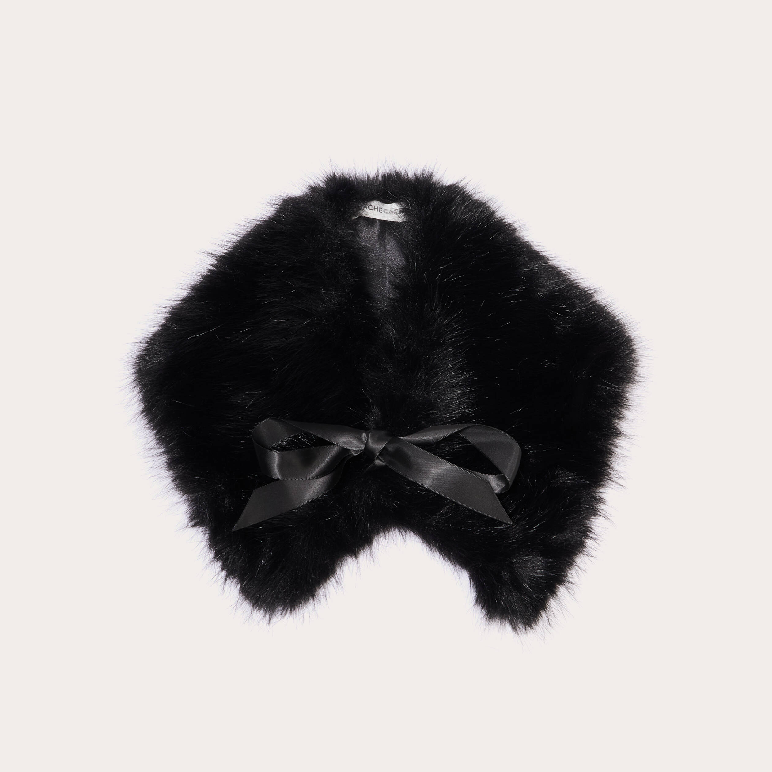 Foulard en fausse fourrure noir femme