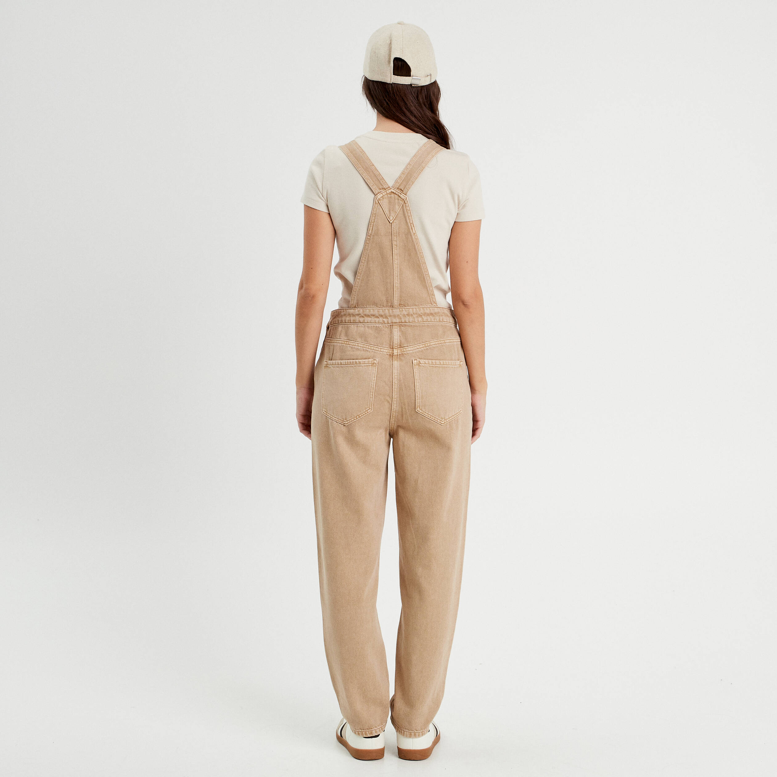 Salopette droite en jean sable femme