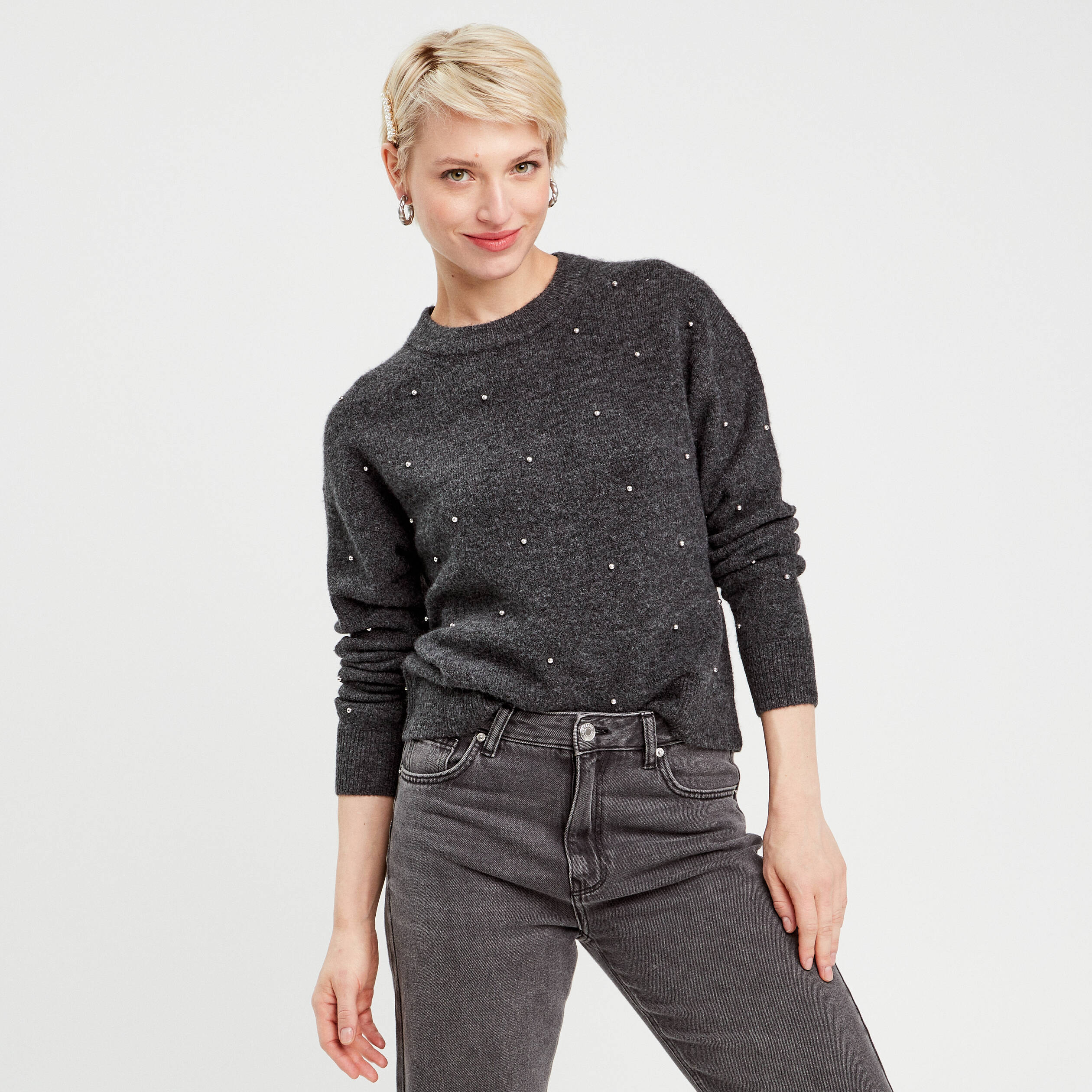 Pull col Rond imprimé Animal Femme