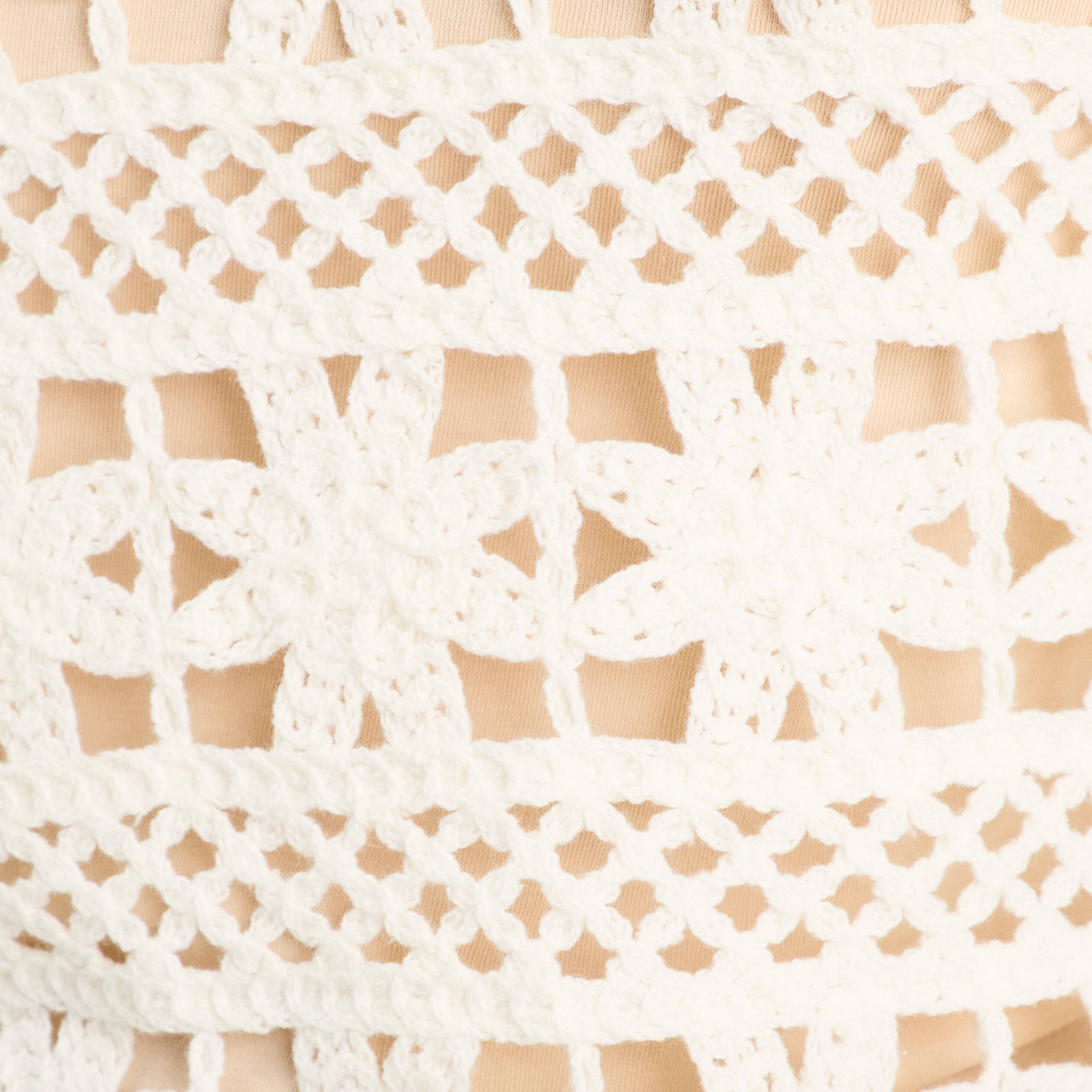 Pull ajour&eacute; effet crochet ecru femme