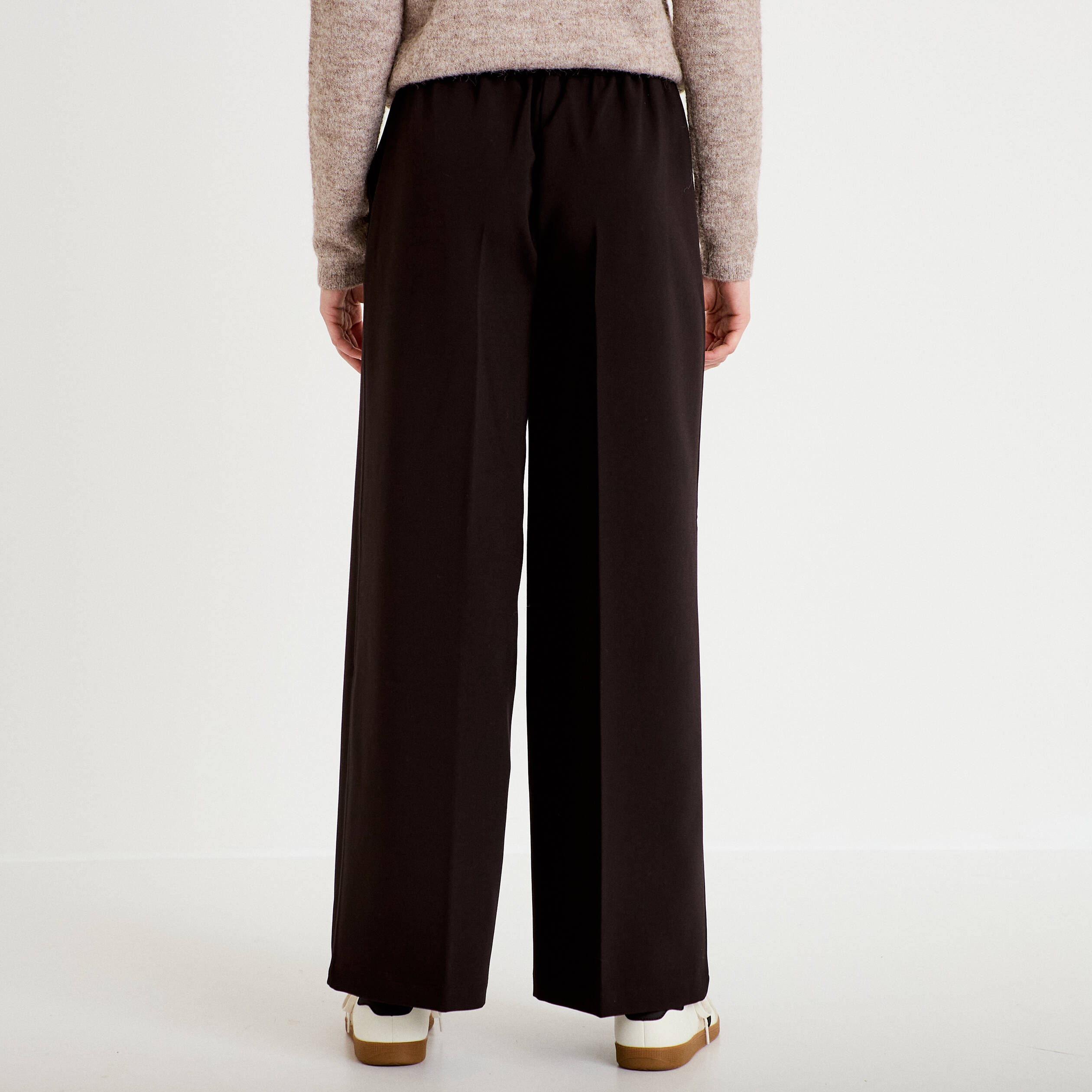 Pantalon city large noir femme