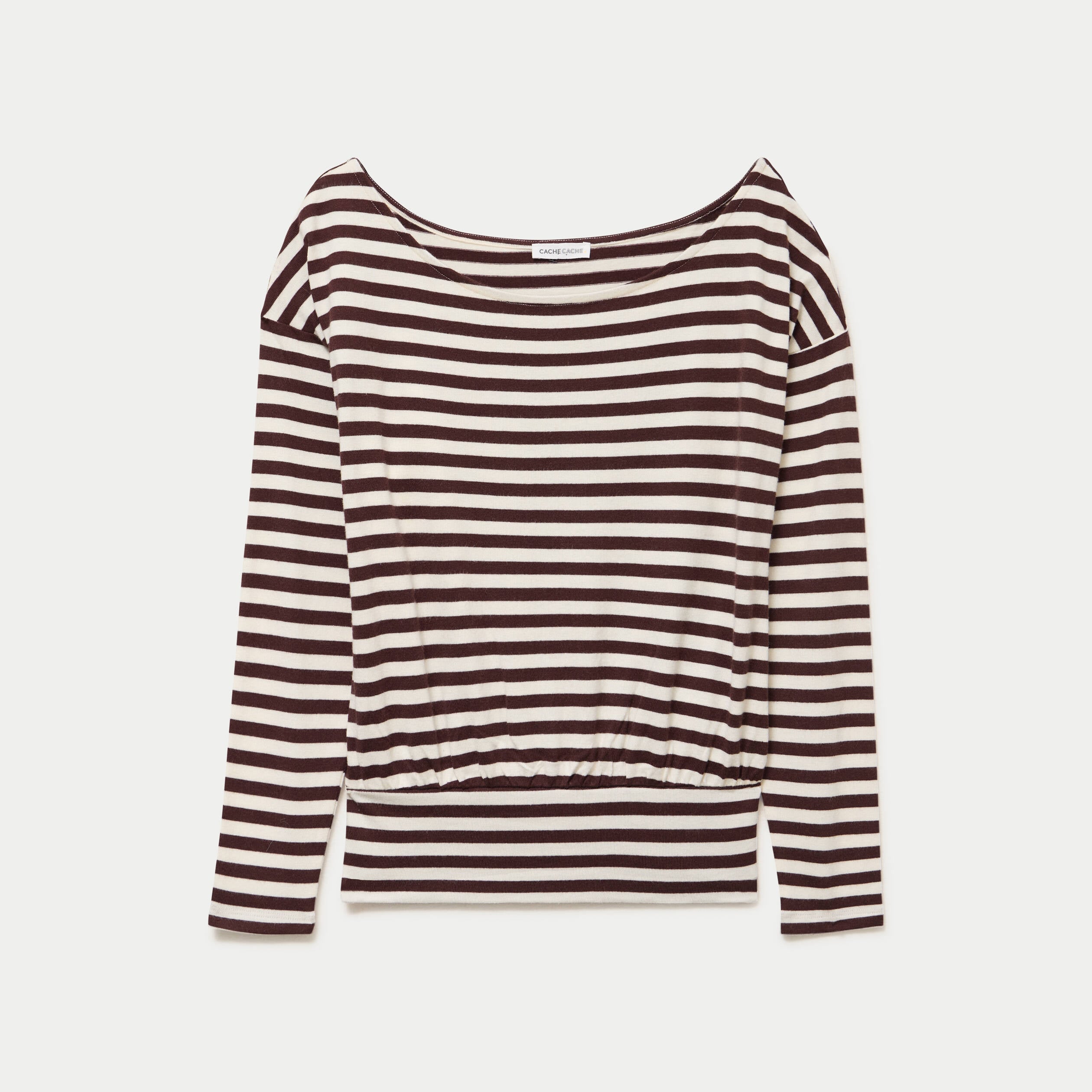 Pull col bateau manches longues blanc femme