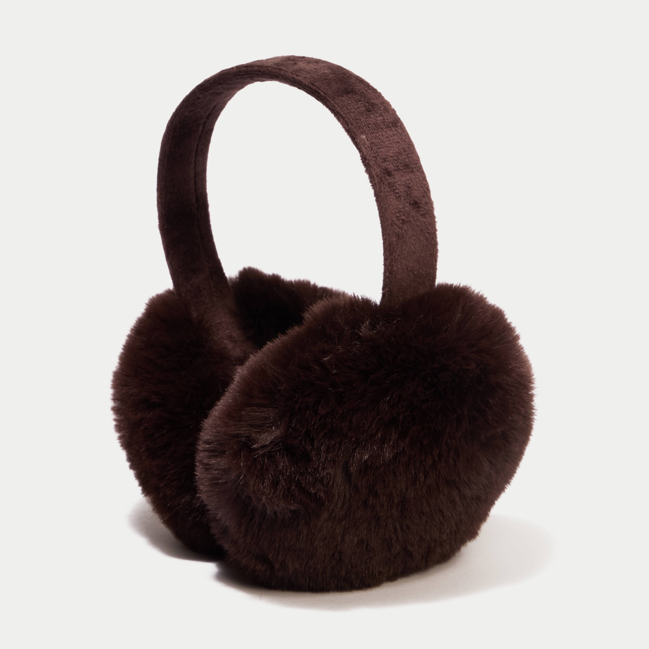 Cache-oreilles fausse fourrure marron fonc&eacute; femme