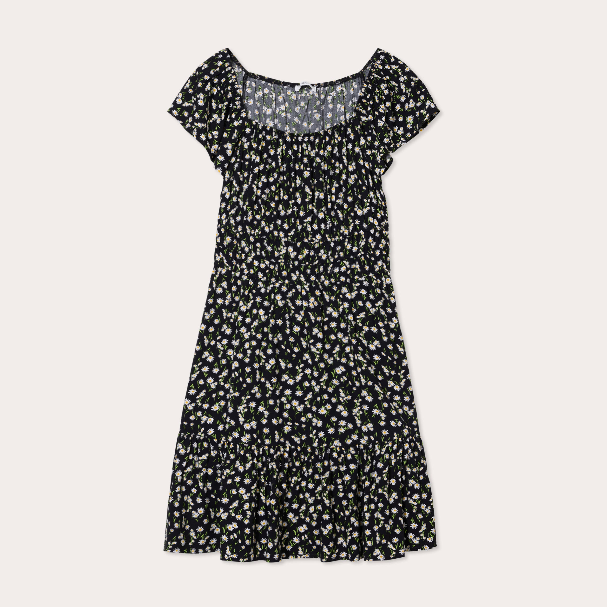 Robe &eacute;vas&eacute;e manches courtes noir femme