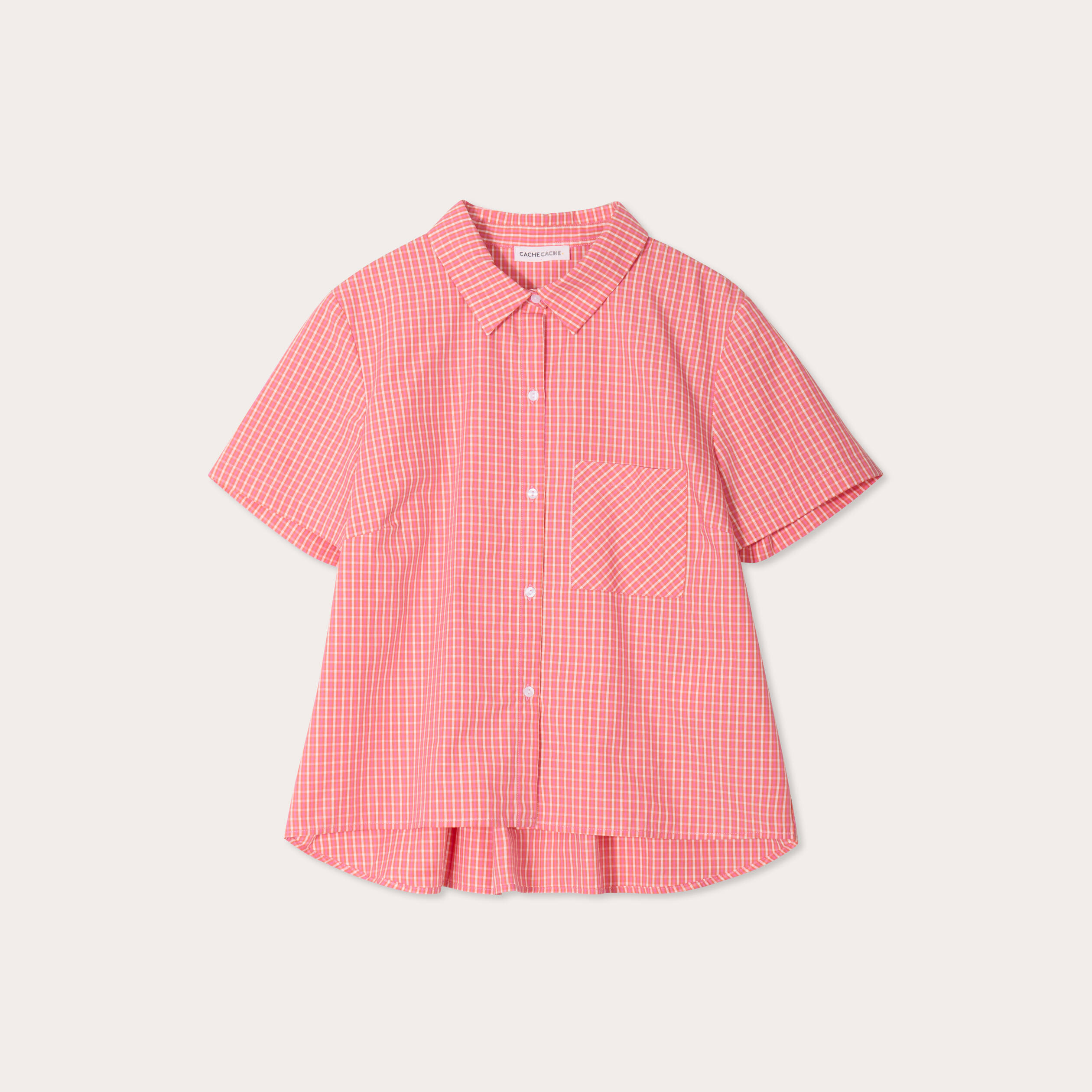 Chemise manches courtes rose corail femme