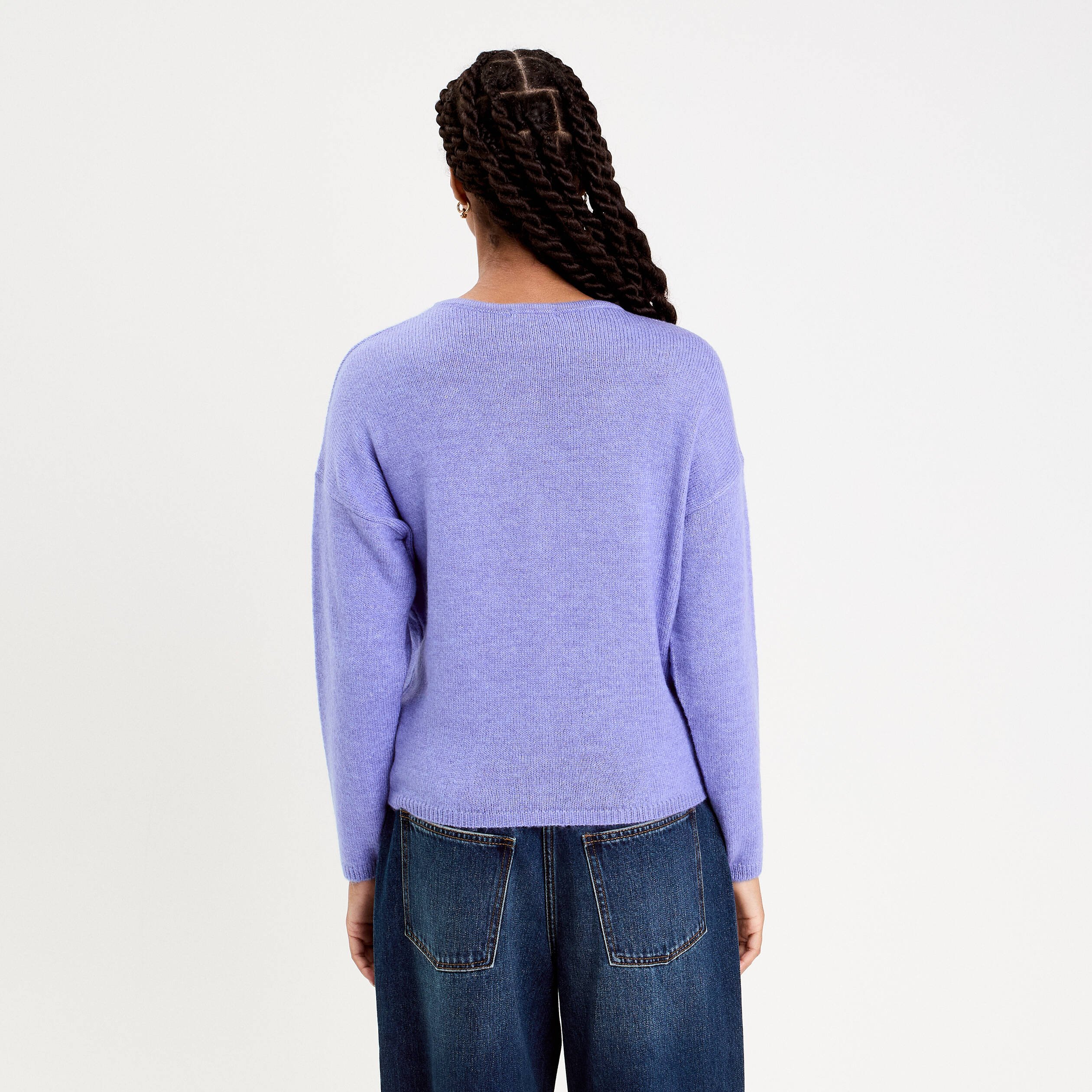 gilet boutonne avec col en v bleu violet femme Gilet boutonné avec col en V bleu violet femme