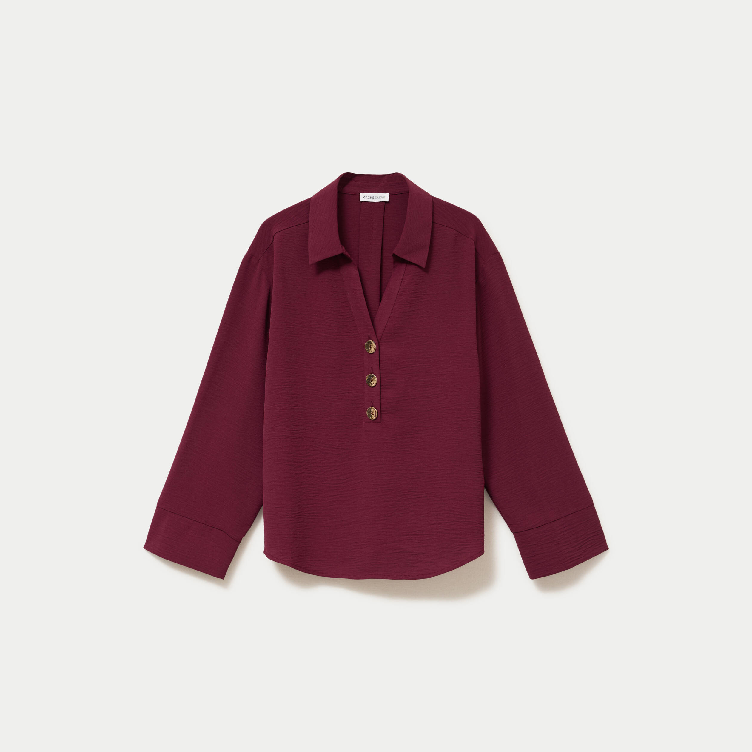 Blouse manches longues bordeaux femme