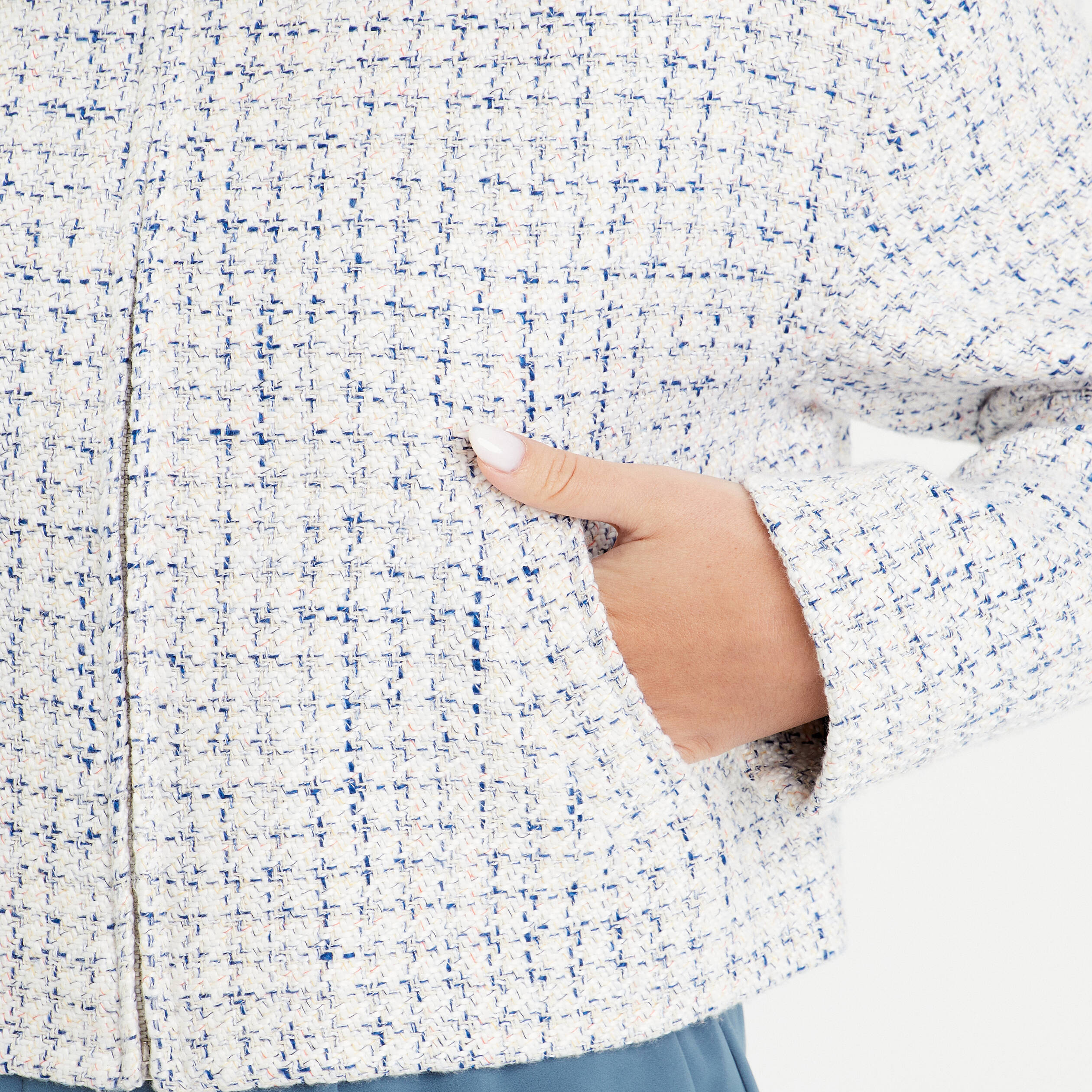 Veste courte oversize zipp&eacute;e blanc femme