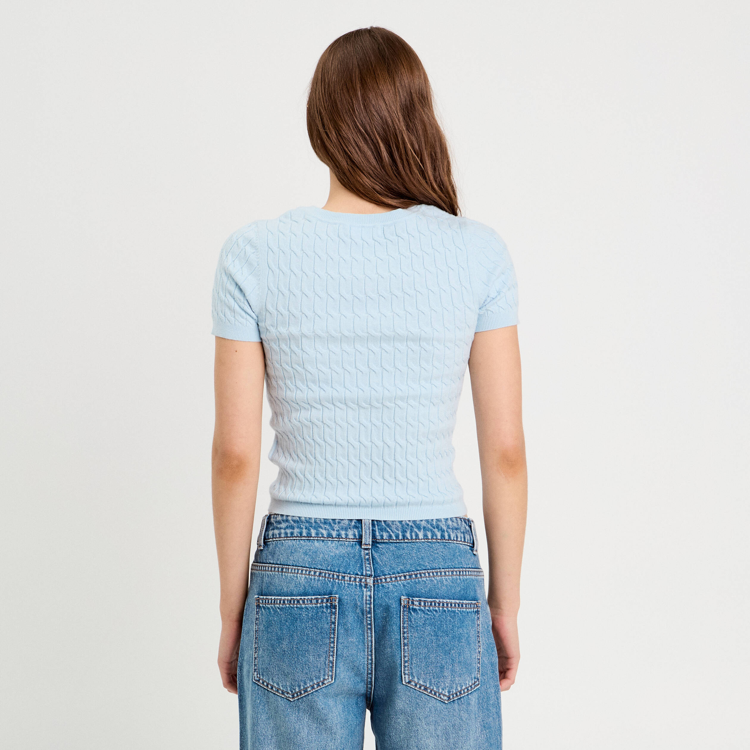 t shirt manches courtes bleu pastel femme T-shirt manches courtes bleu pastel femme