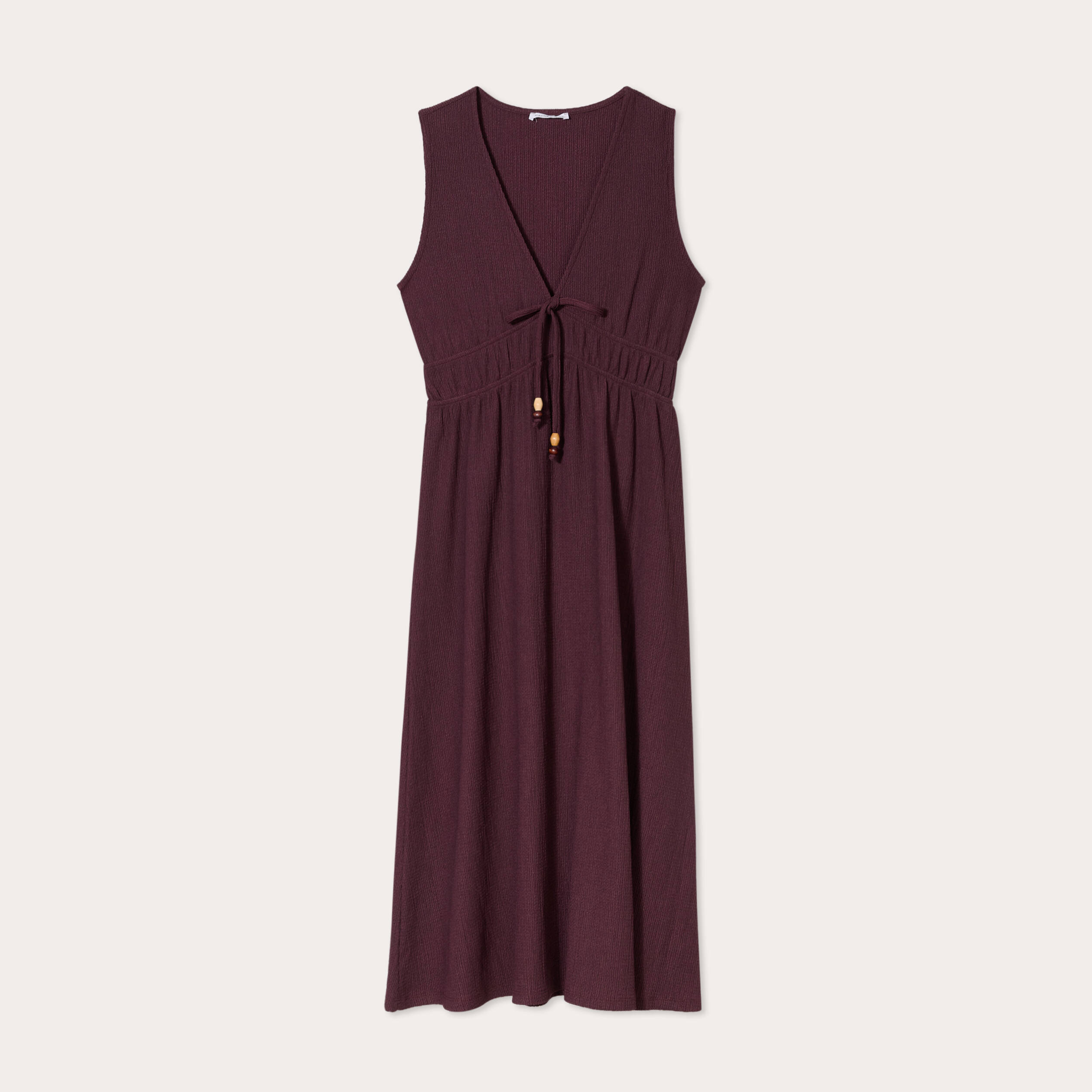 Robe midi &eacute;vas&eacute;e sans manches prune femme