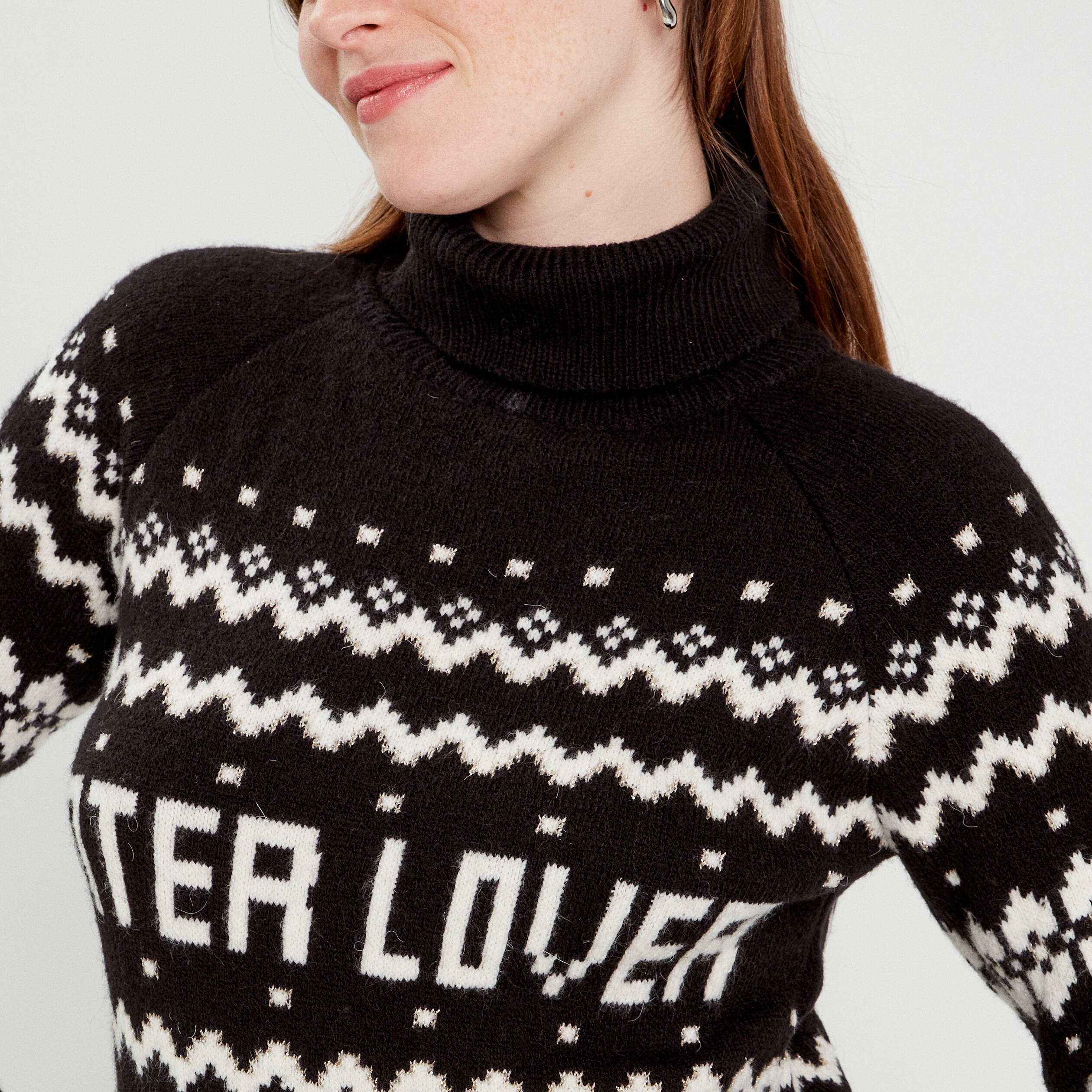 Pull avec col roulé noir femme