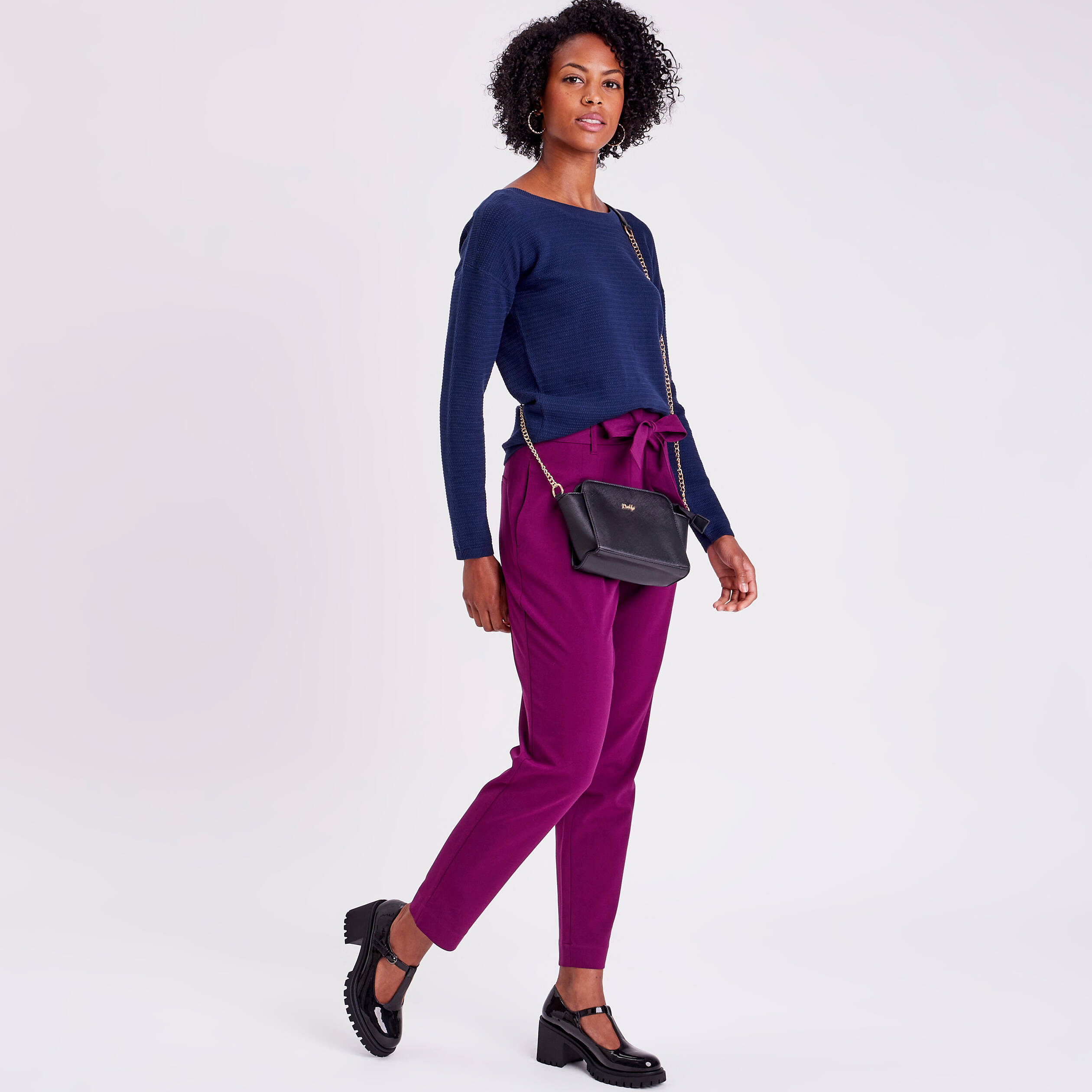 Pull avec boutons bleu marine femme
