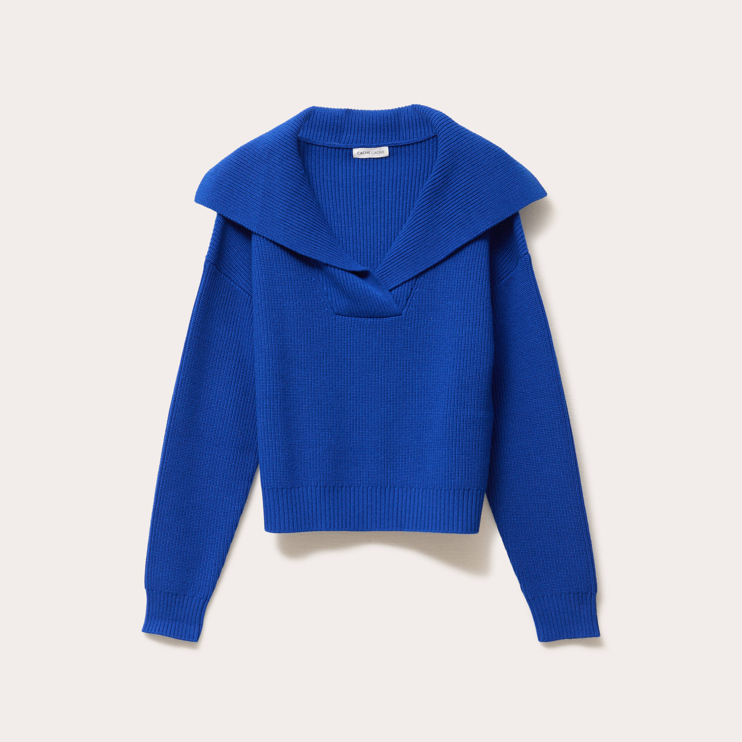Pull col vareuse bleu electrique femme Vibs