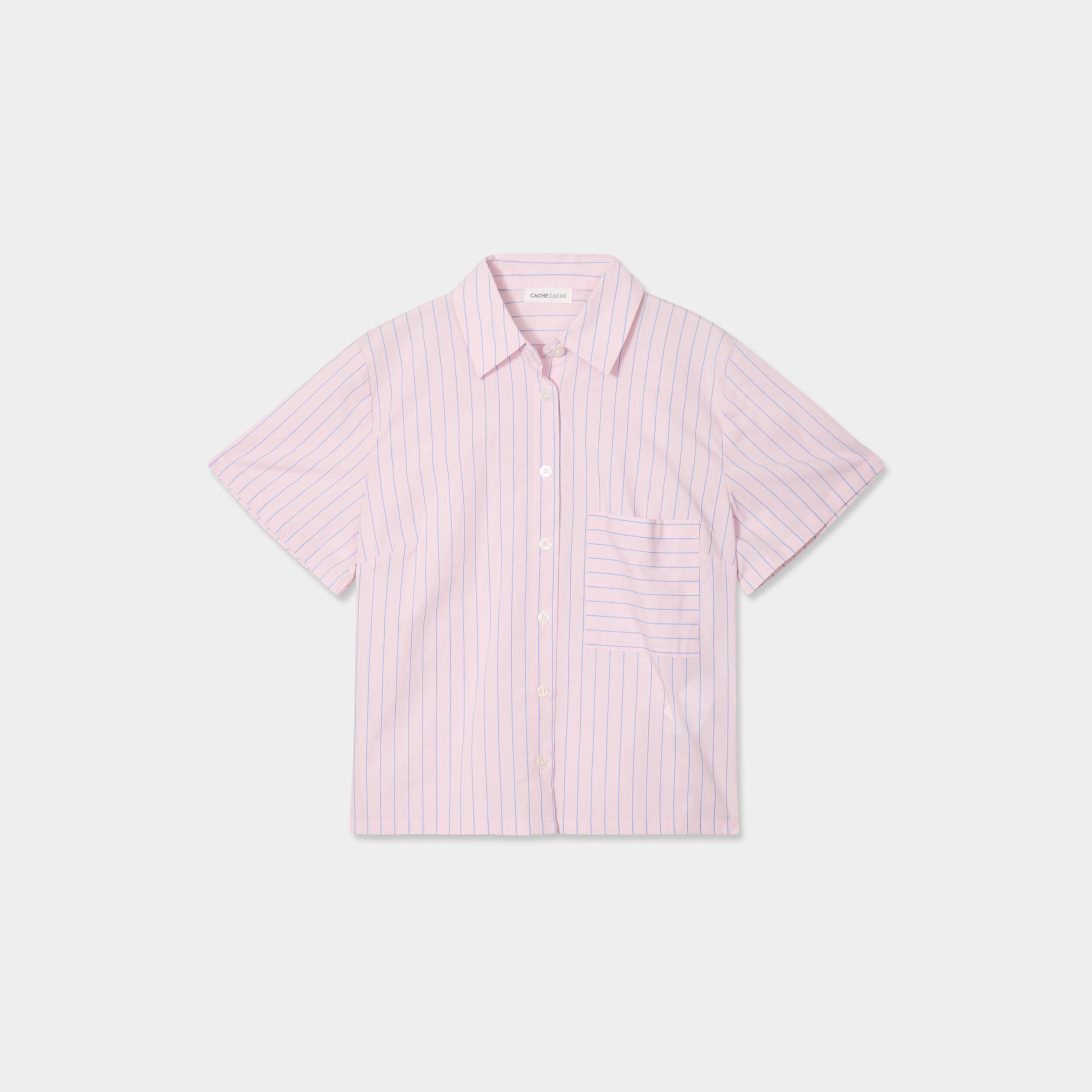 Chemise manches courtes rose clair femme