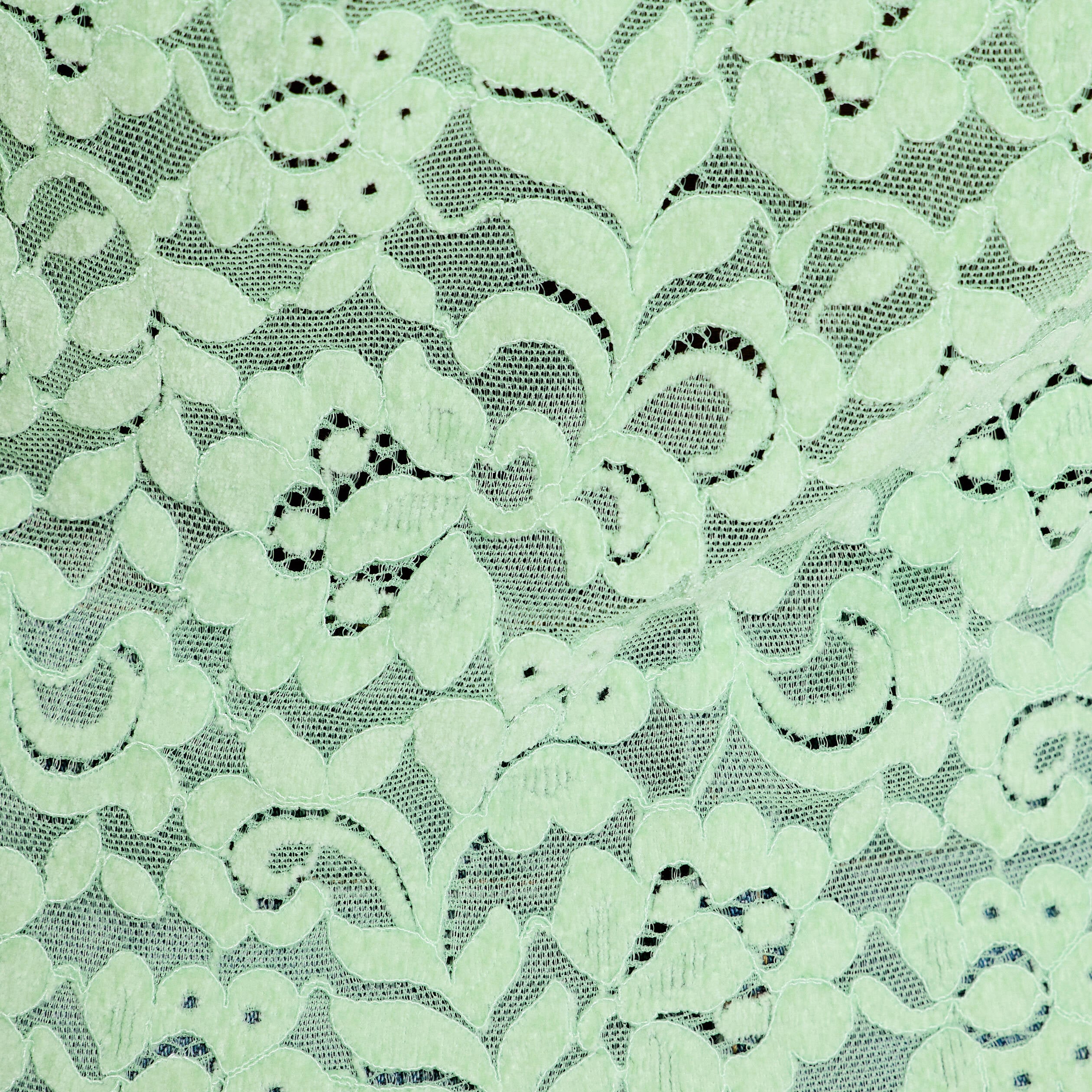 T-shirt dentelle manches longues vert pastel femme
