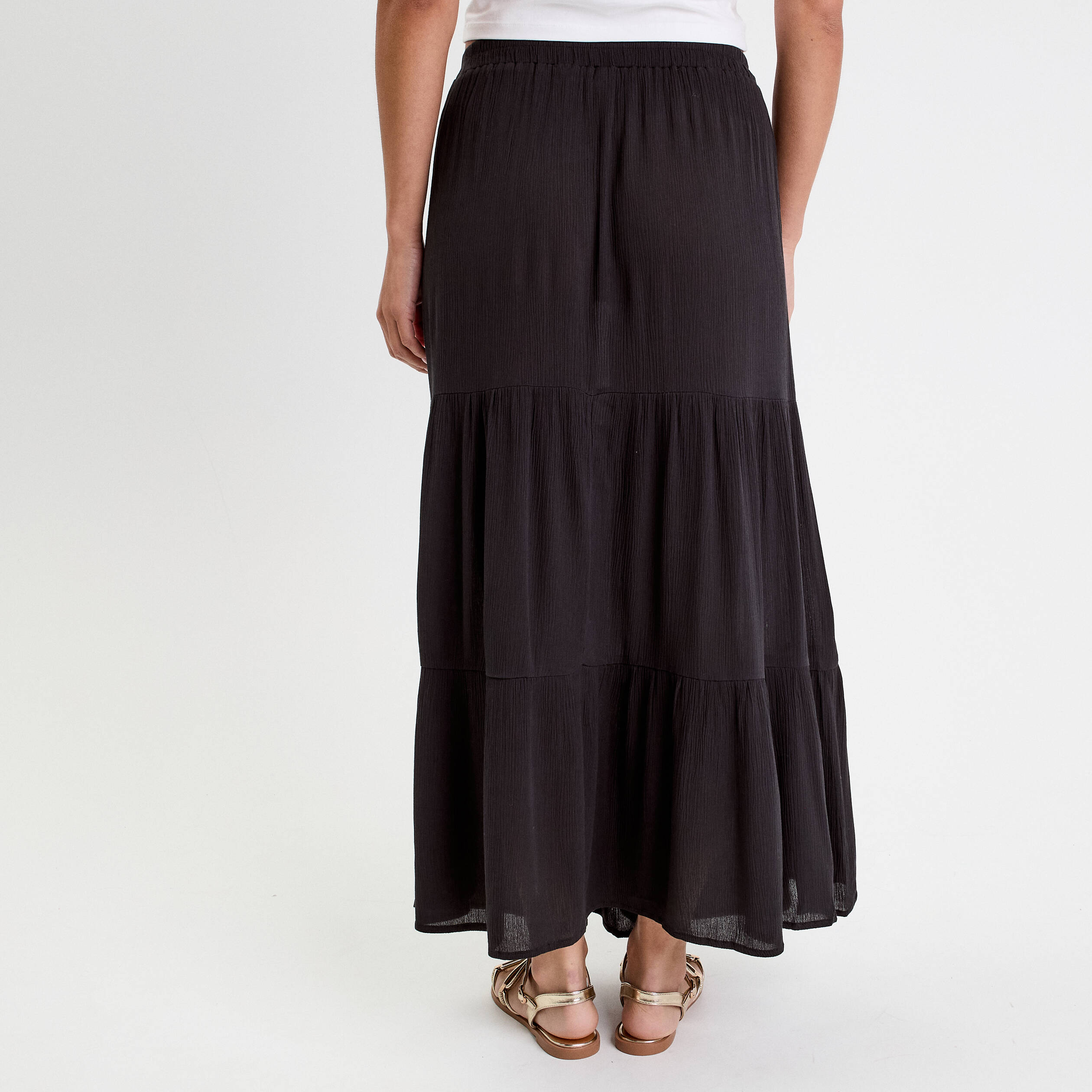 jupe longue evasee noir femme Jupe longue évasée noir femme