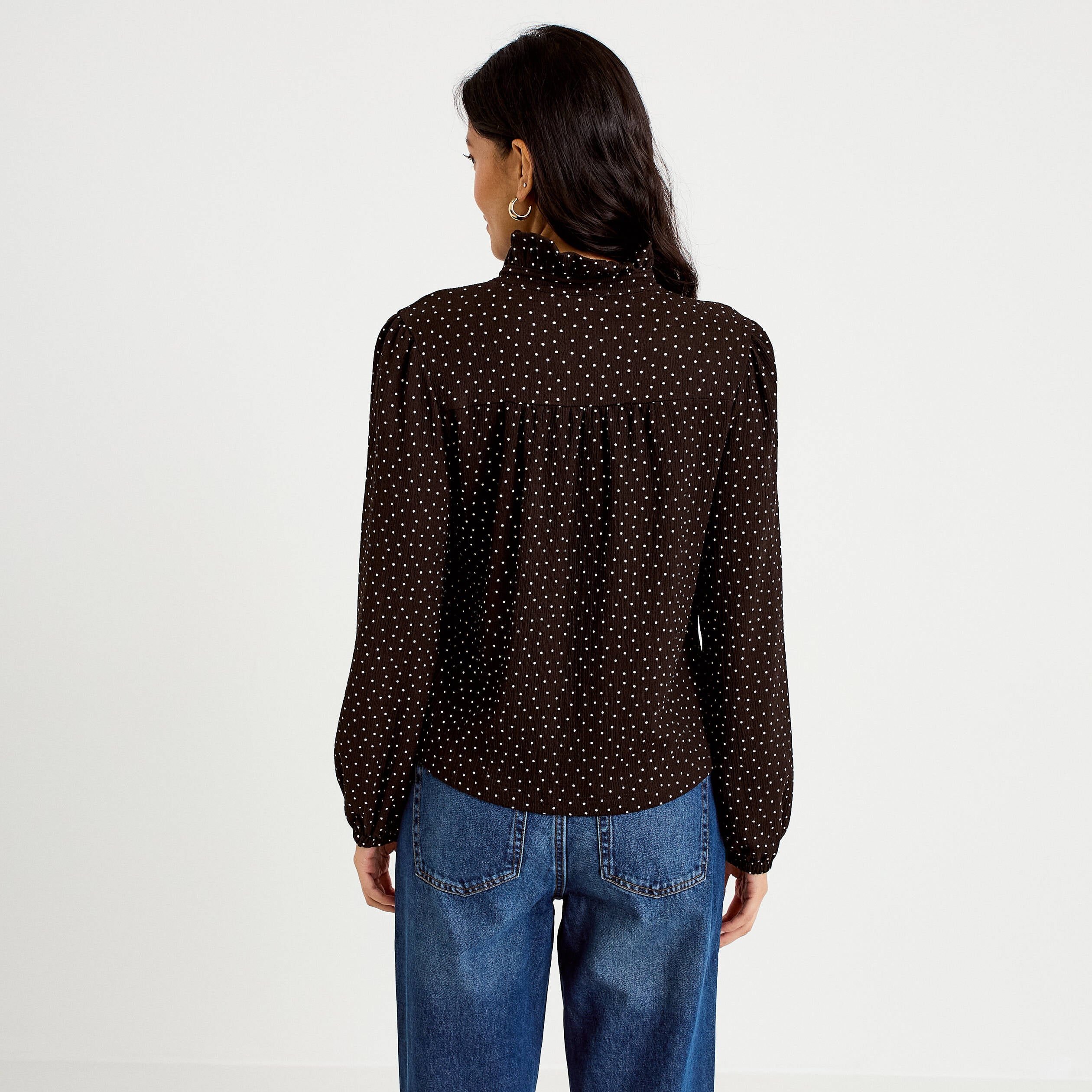 Blouse manches longues marron femme