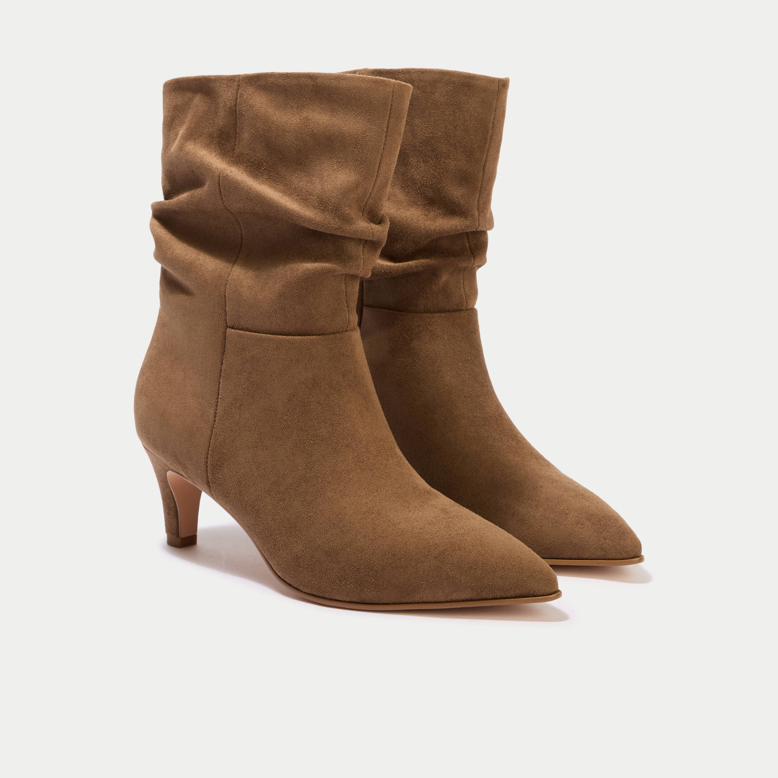 Bottes aspect daim camel femme